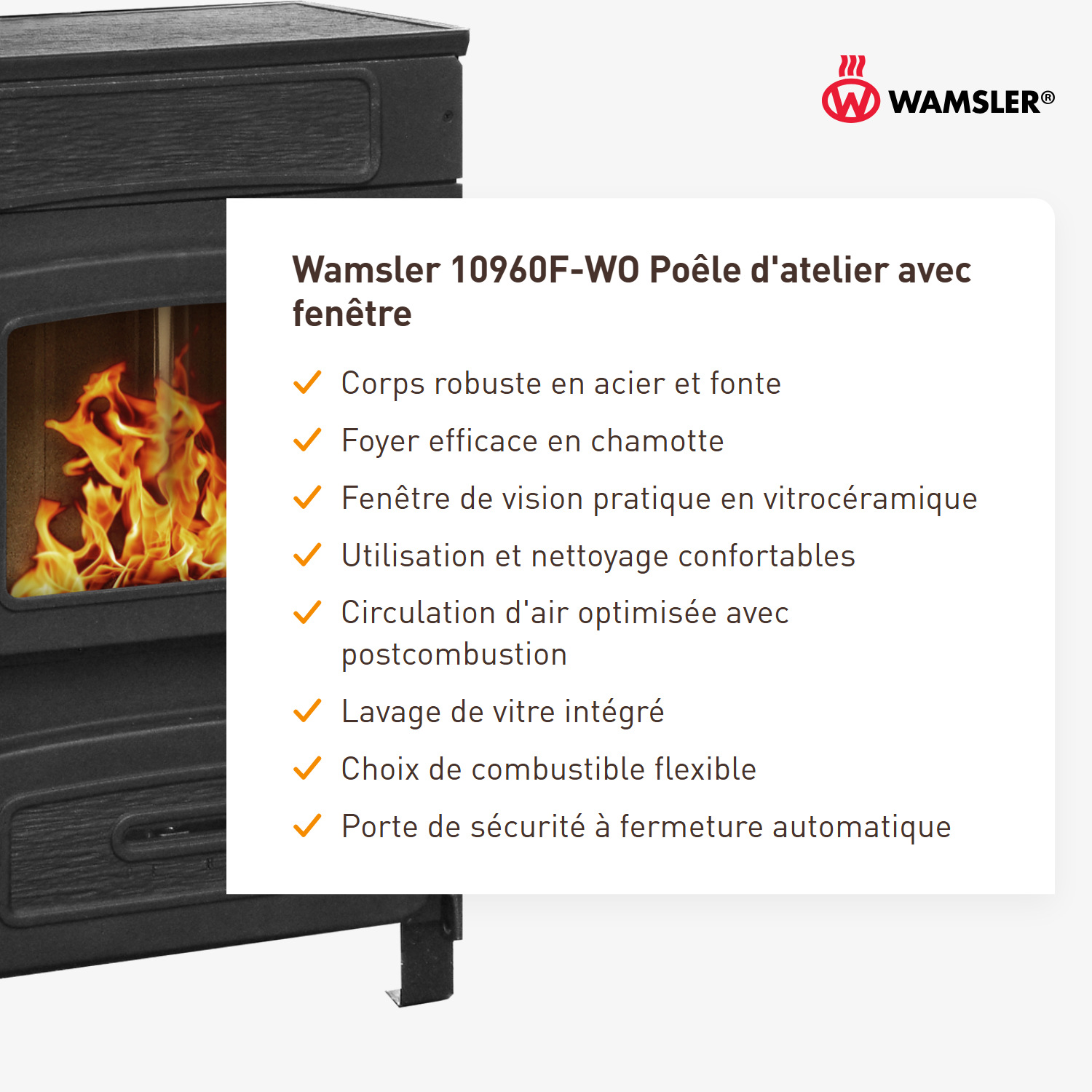 Wamsler 10960F-WO poêle d’atelier avec fenêtre