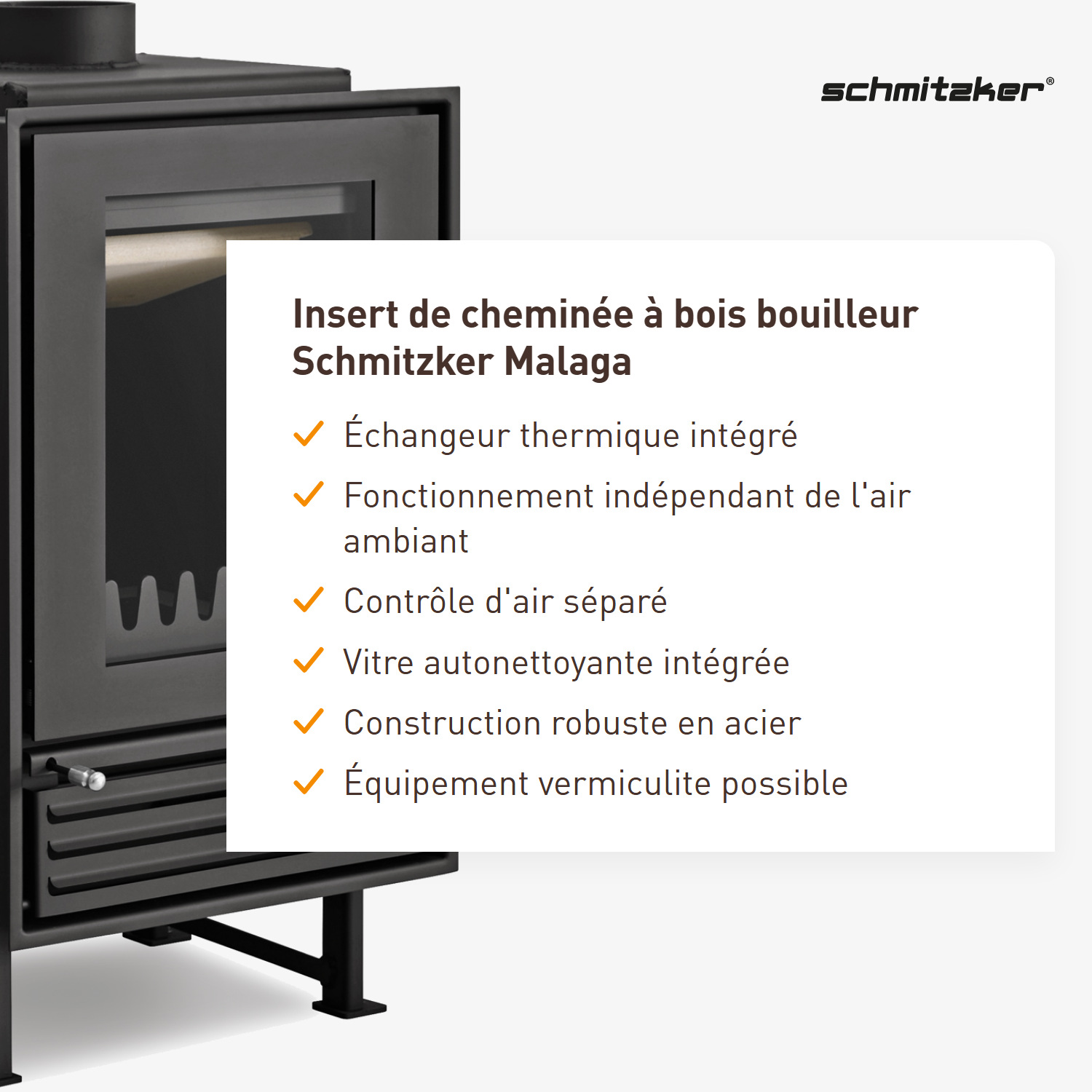 Insert de cheminée avec échangeur d'eau Schmitzker Malaga