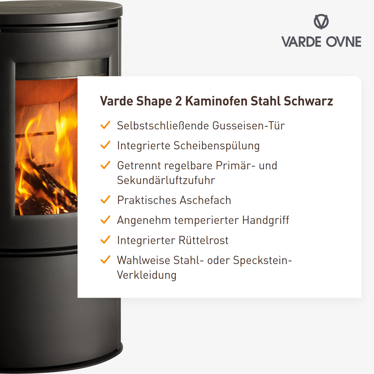Varde Shape 2 Kaminofen Stahl Schwarz