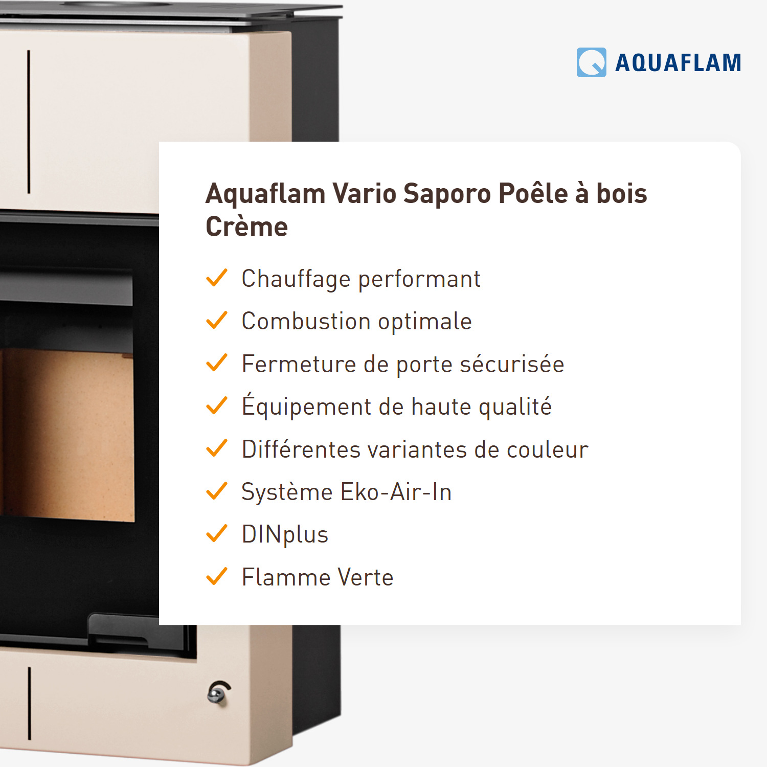 Poêle à bois Aquaflam Vario Saporo Crème