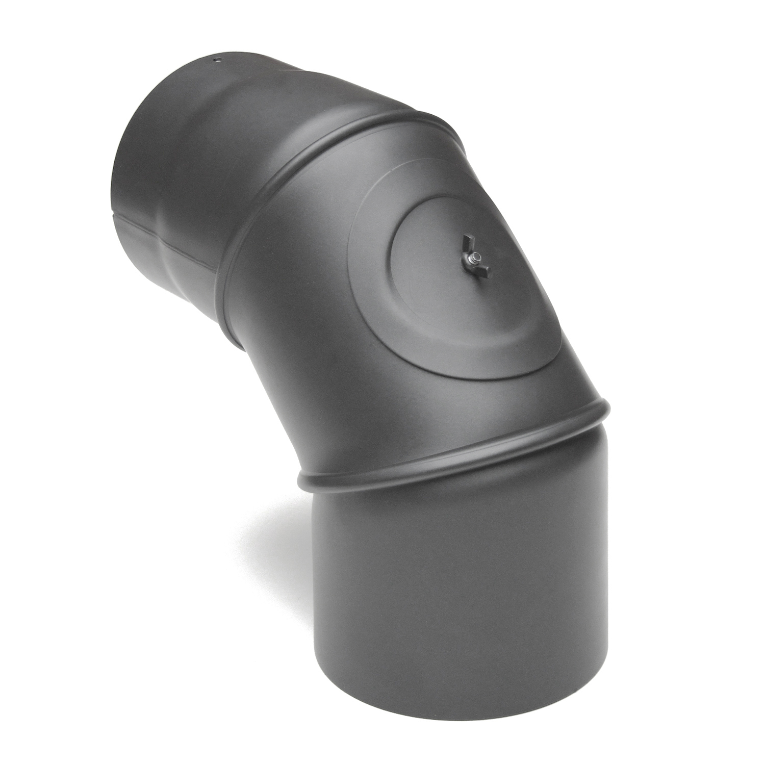 Raik Basic Rauchrohrbogen 120mm gussgrau 0–90° mit Tür für Rauchrohr / Ofenrohr