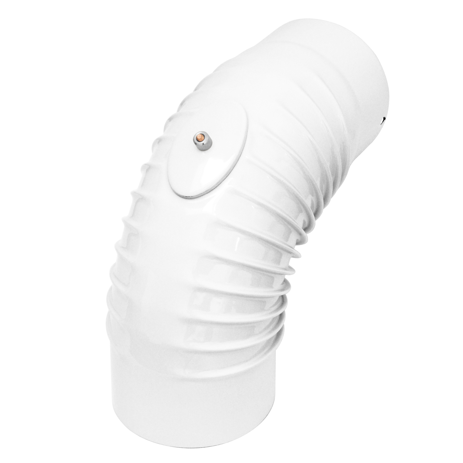 Coude de conduit de fumée / Coude de tuyau de poêle émaillé 150 mm - Coude à 90° nervuré blanc avec ouverture de nettoyage