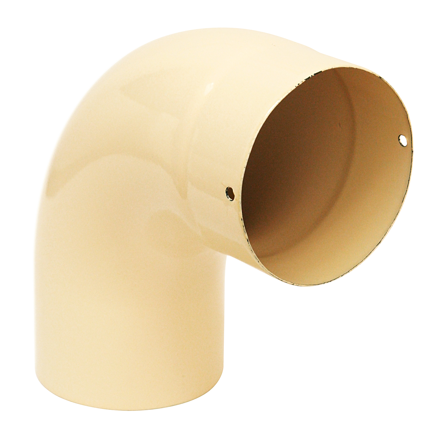 Coude de conduit de fumée / Coude de tuyau de poêle émaillé 150mm - Coude à 90° lisse ivoire