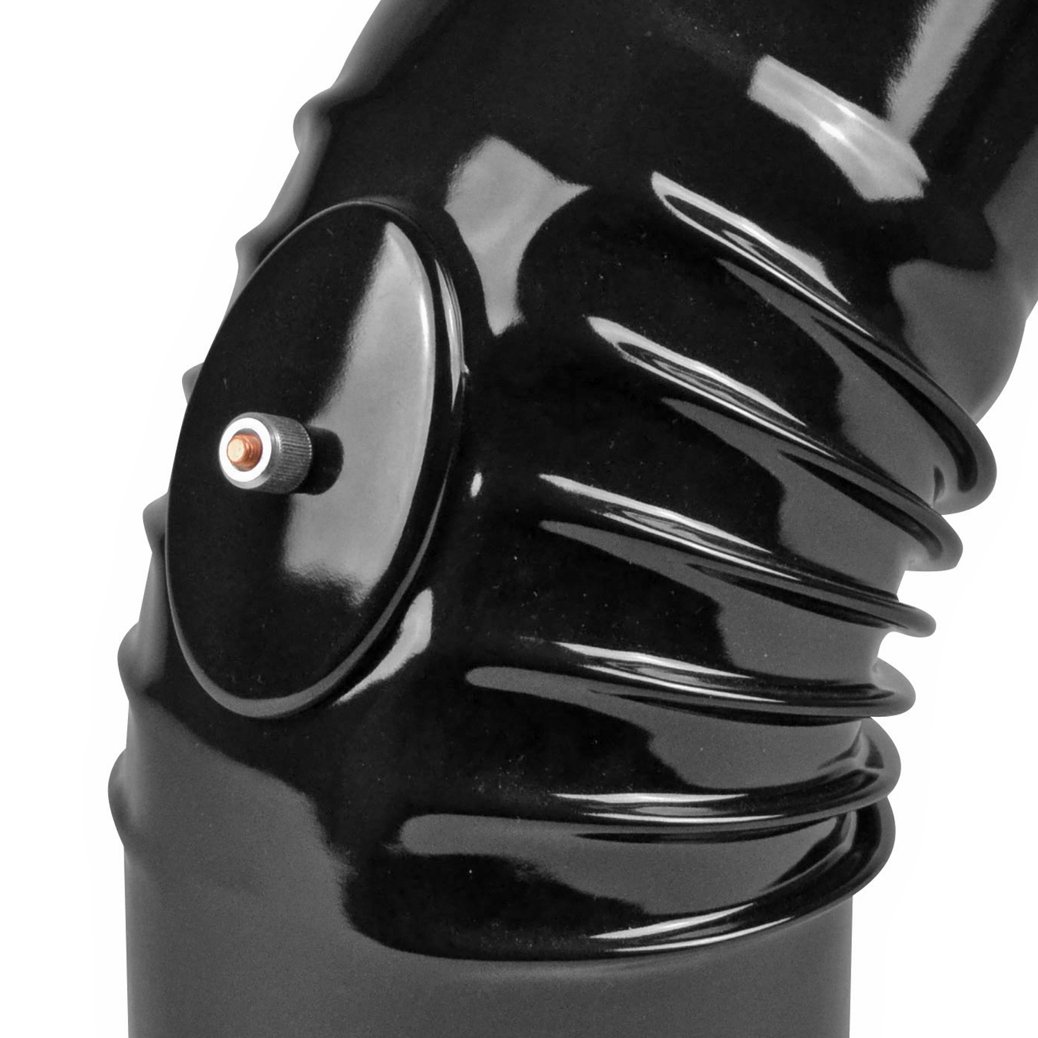 Coude de conduit de fumée / Coude de tuyau de poêle émaillé 120 mm - Coude de 45° nervuré noir avec ouverture de nettoyage