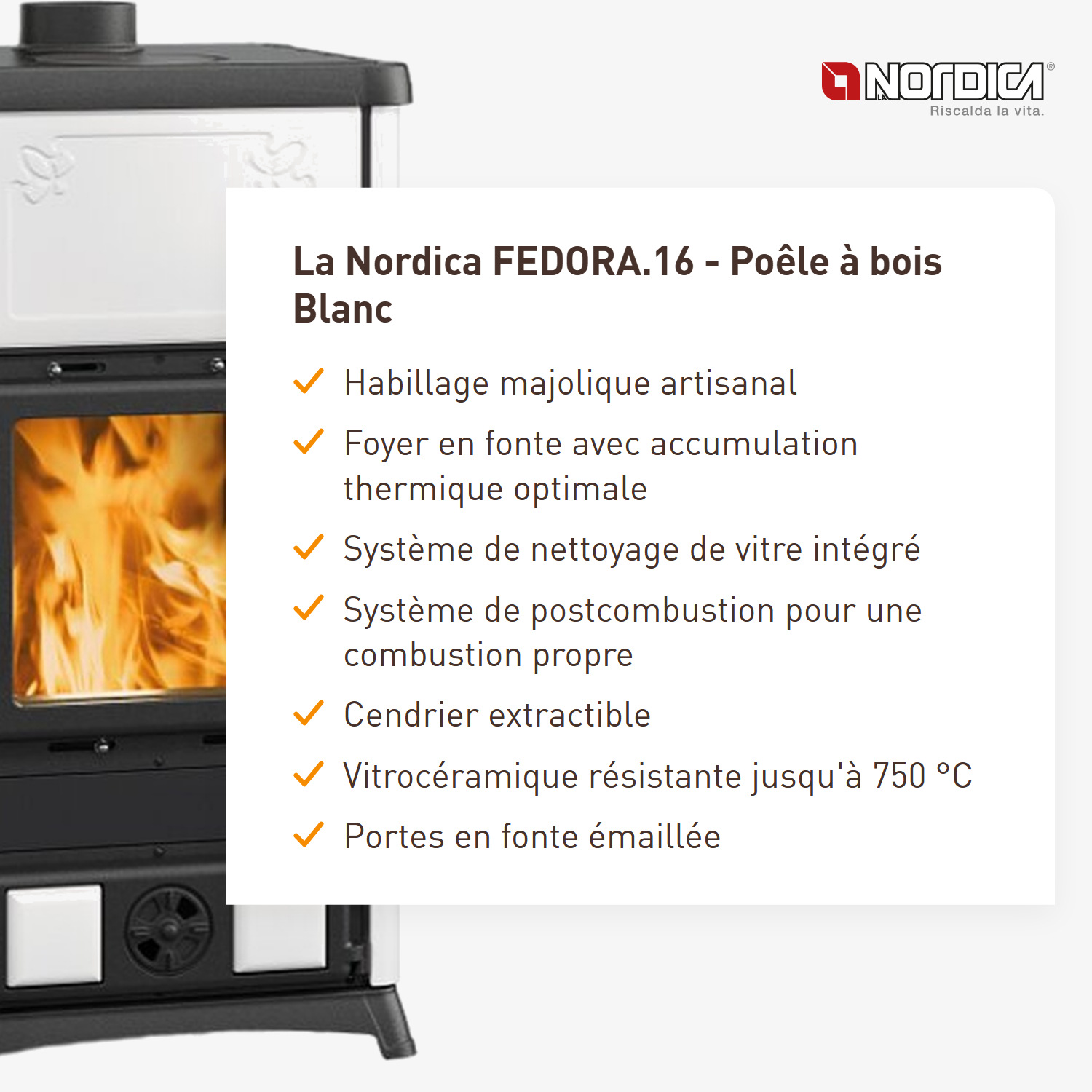 La Nordica FEDORA.16 - Blanc poêle à bois