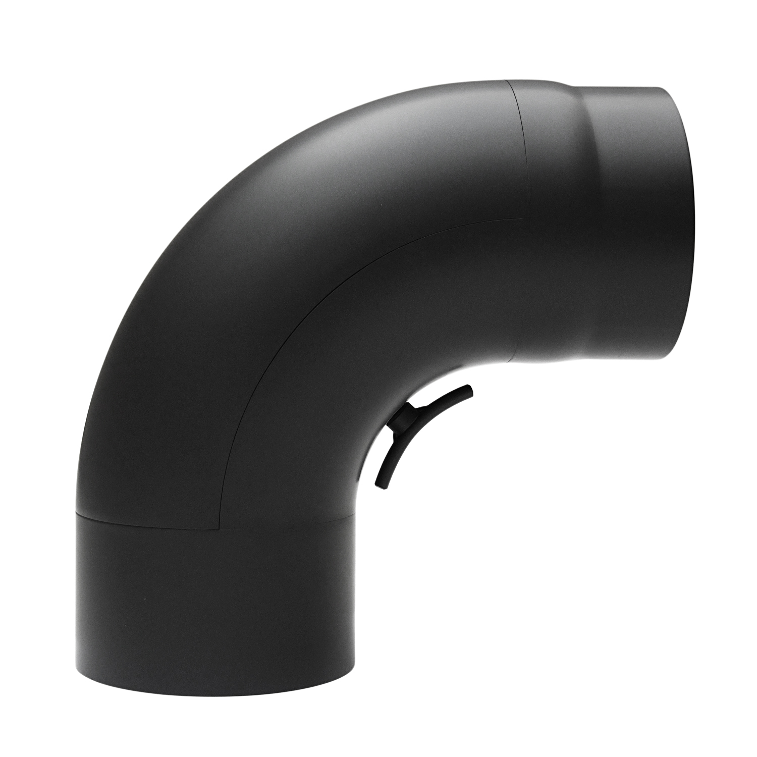 Raik Basic coude de tuyau de fumée 150mm noir 90° tiré avec porte pour tuyau de fumée / conduit de fumée