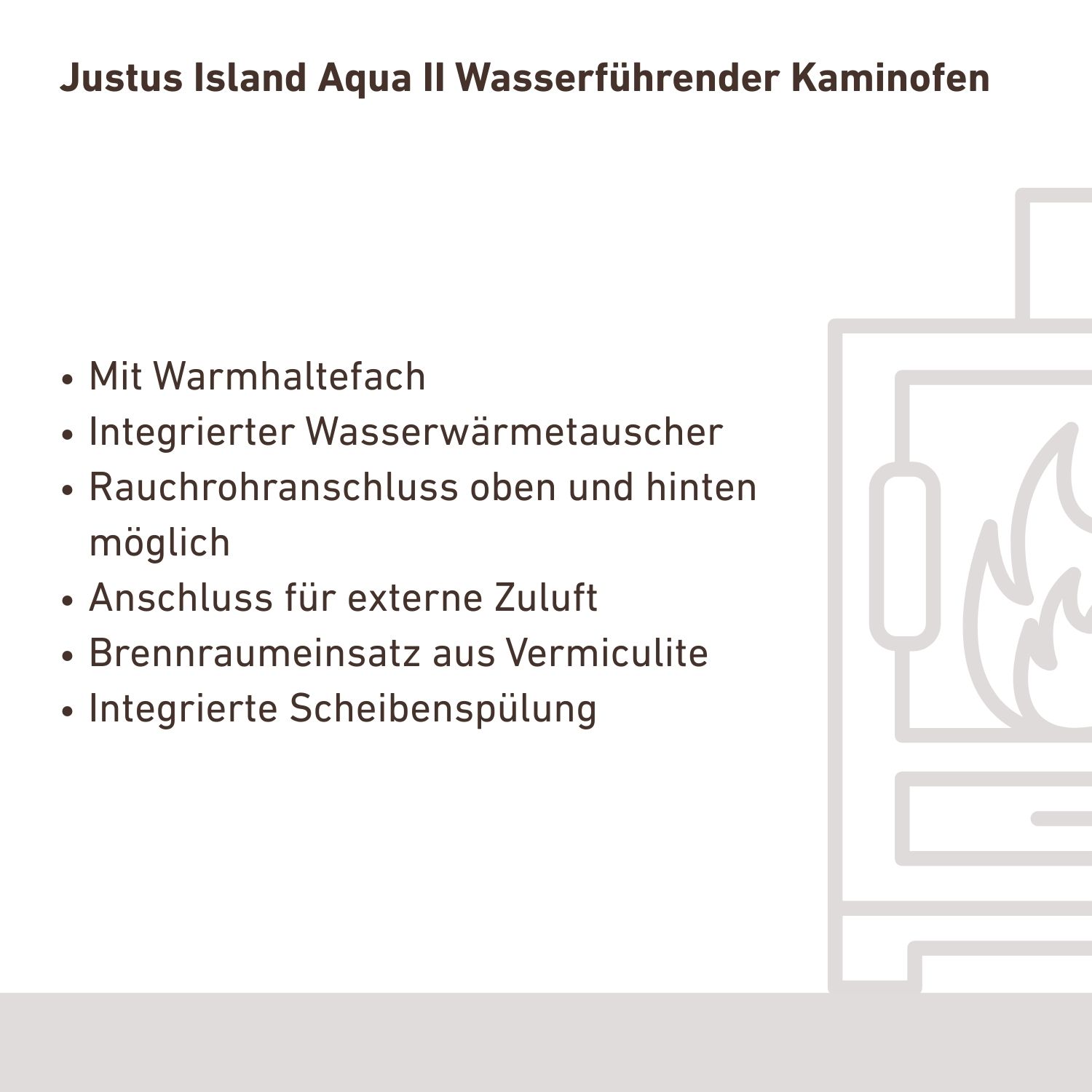 Justus Island Aqua II Poêle à bois hydraulique Acier Noir