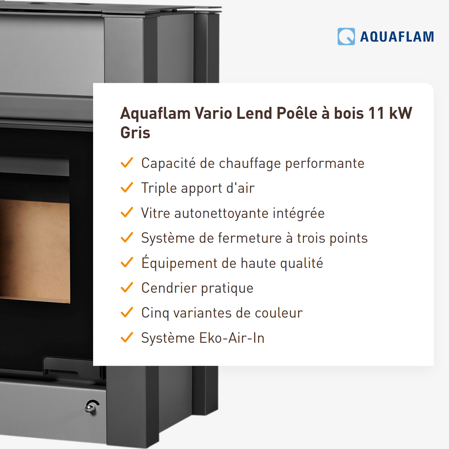 Poêle à bois Aquaflam Vario Lend Gris