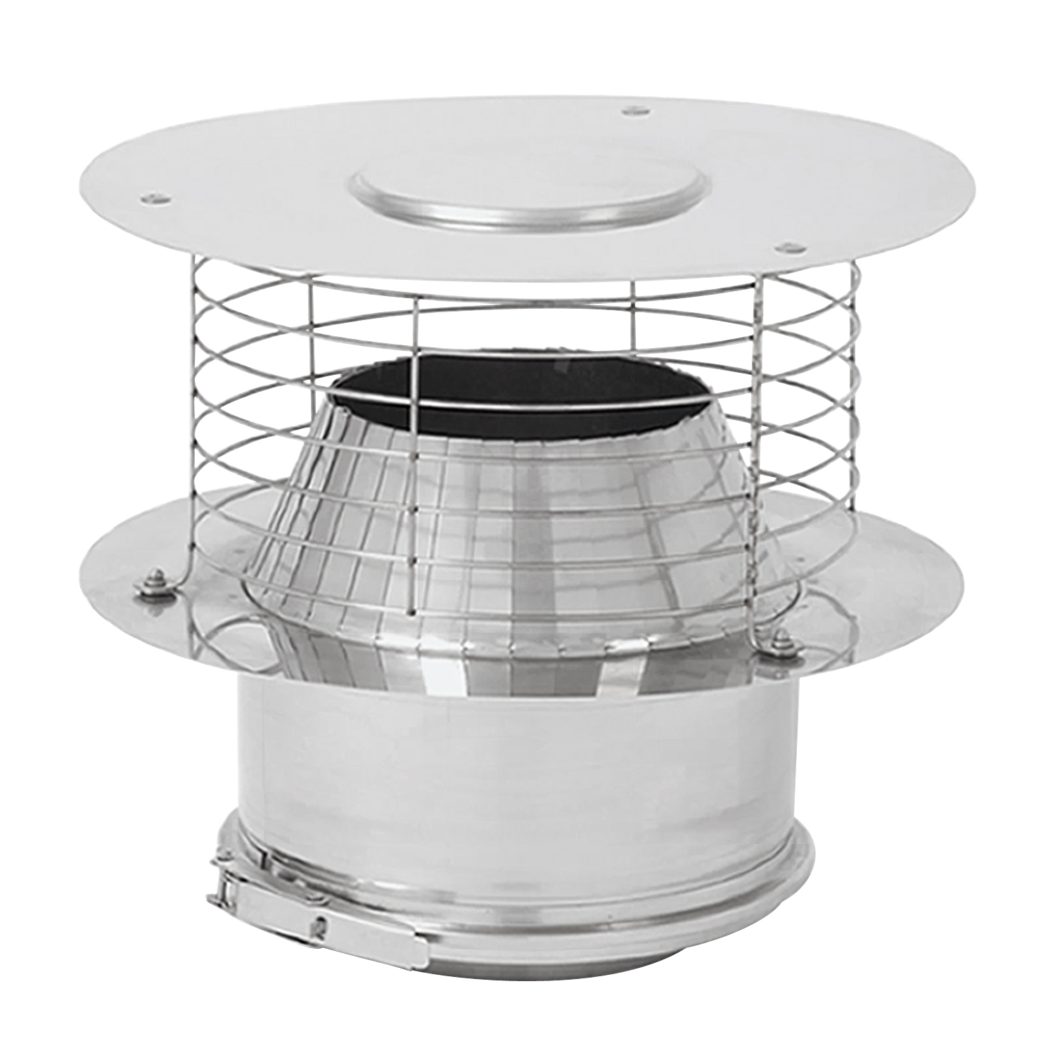 Opsinox cheminée en acier inoxydable 150 mm avec chapeau de cheminée et amplificateur de tirage KV