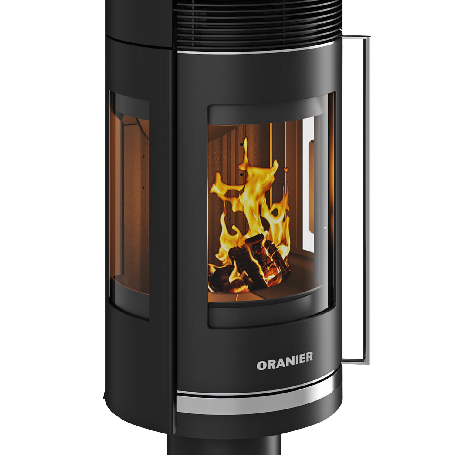 Oranier Rota Twist Kaminofen Stahl Schwarz / Topplatte Keramik Grappa