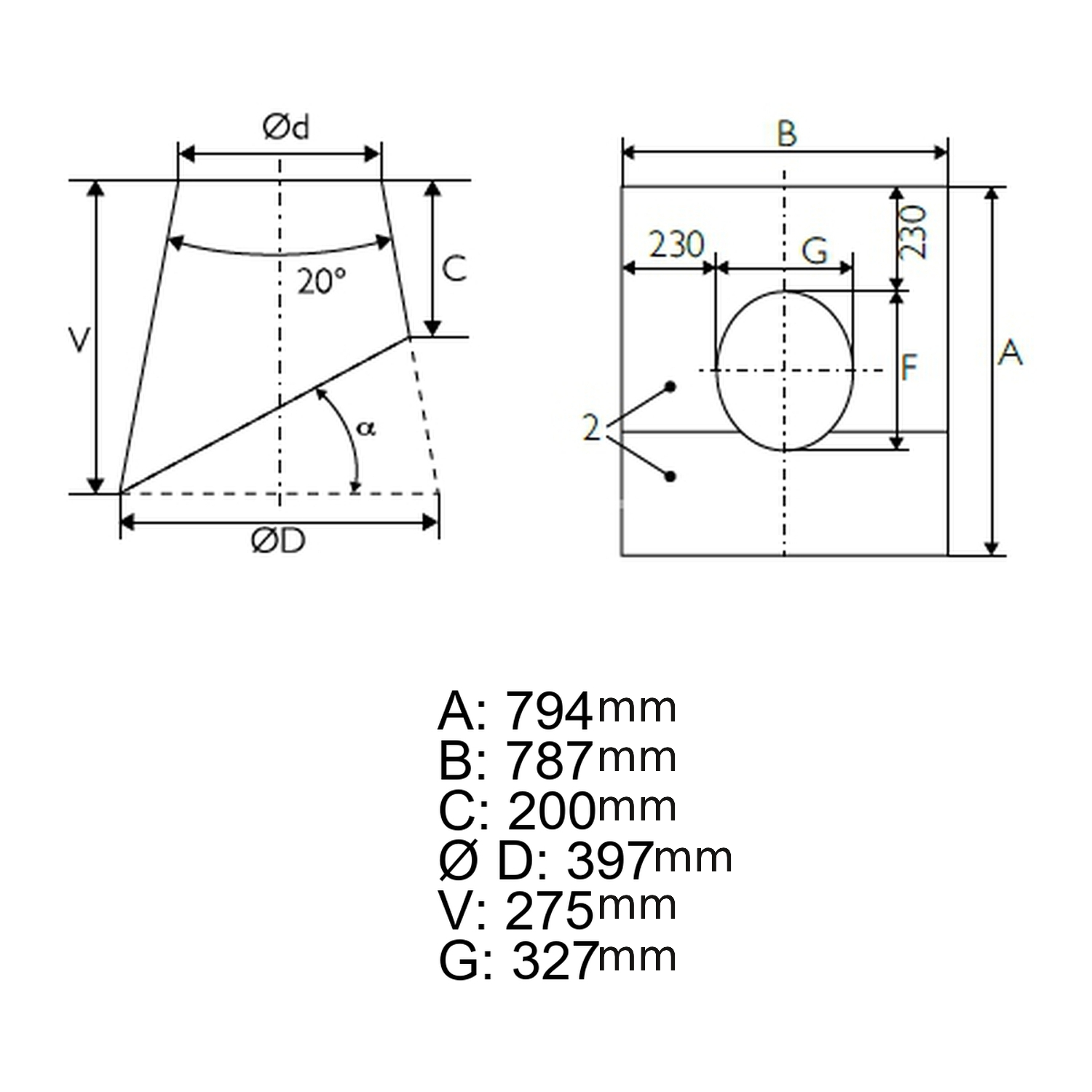 Schiedel Dachdurchführung 10-15° Wakaflex schwarz, Stutzen Edelstahl Ø180 mm / 200 mm glänzend