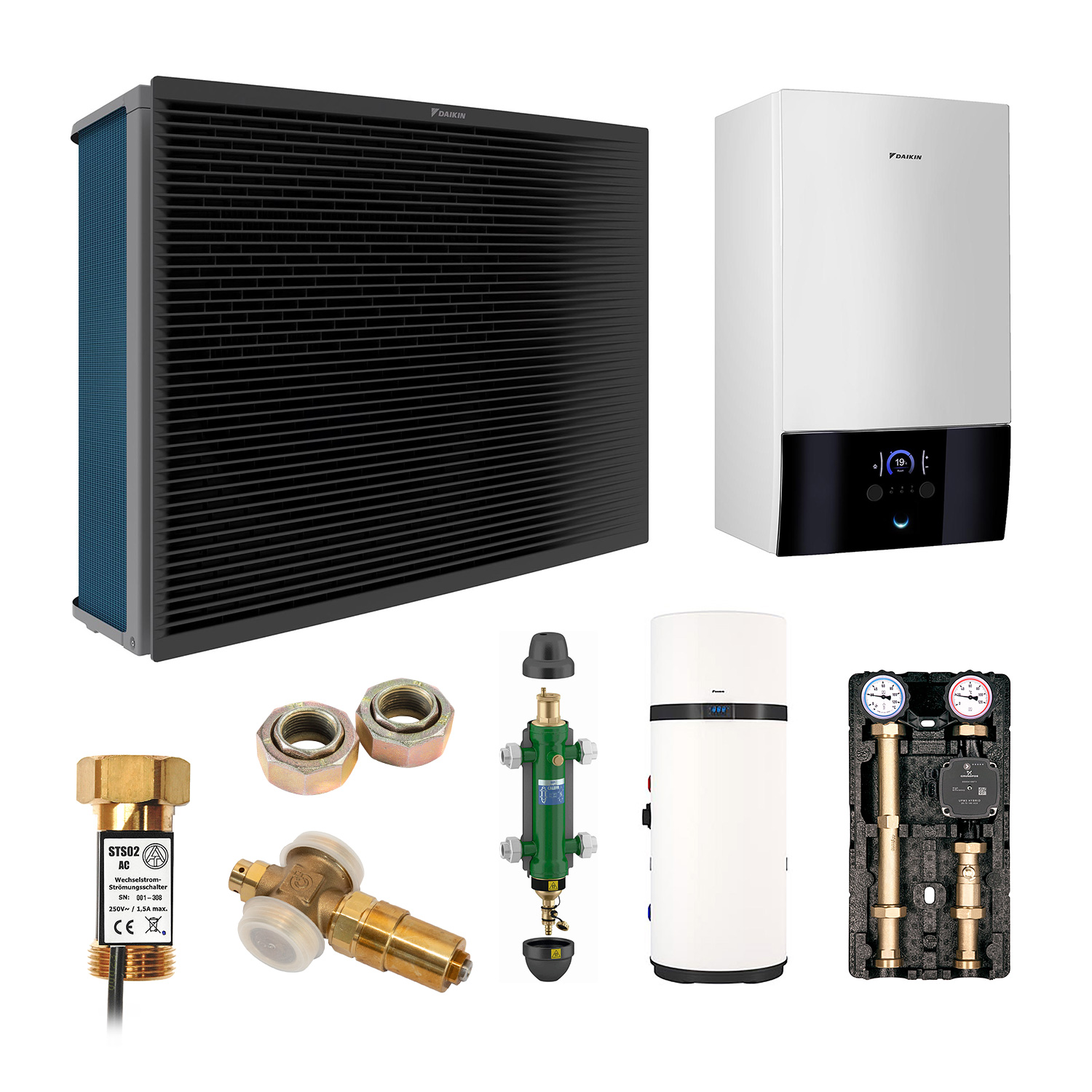 DAIKIN Altherma 3 H HT Baugröße 14 Hydrosplit-Wärmepumpe – Set 1 Heizkreis für Heizkörper mit Trinkwarmwasserbereitung über Brauchwasser-Wärmepumpe 200 L