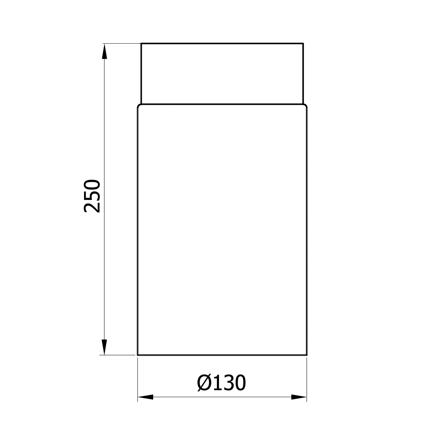 Raik Basic Längenelement 130mmx250mm schwarz für Rauchrohr / Ofenrohr