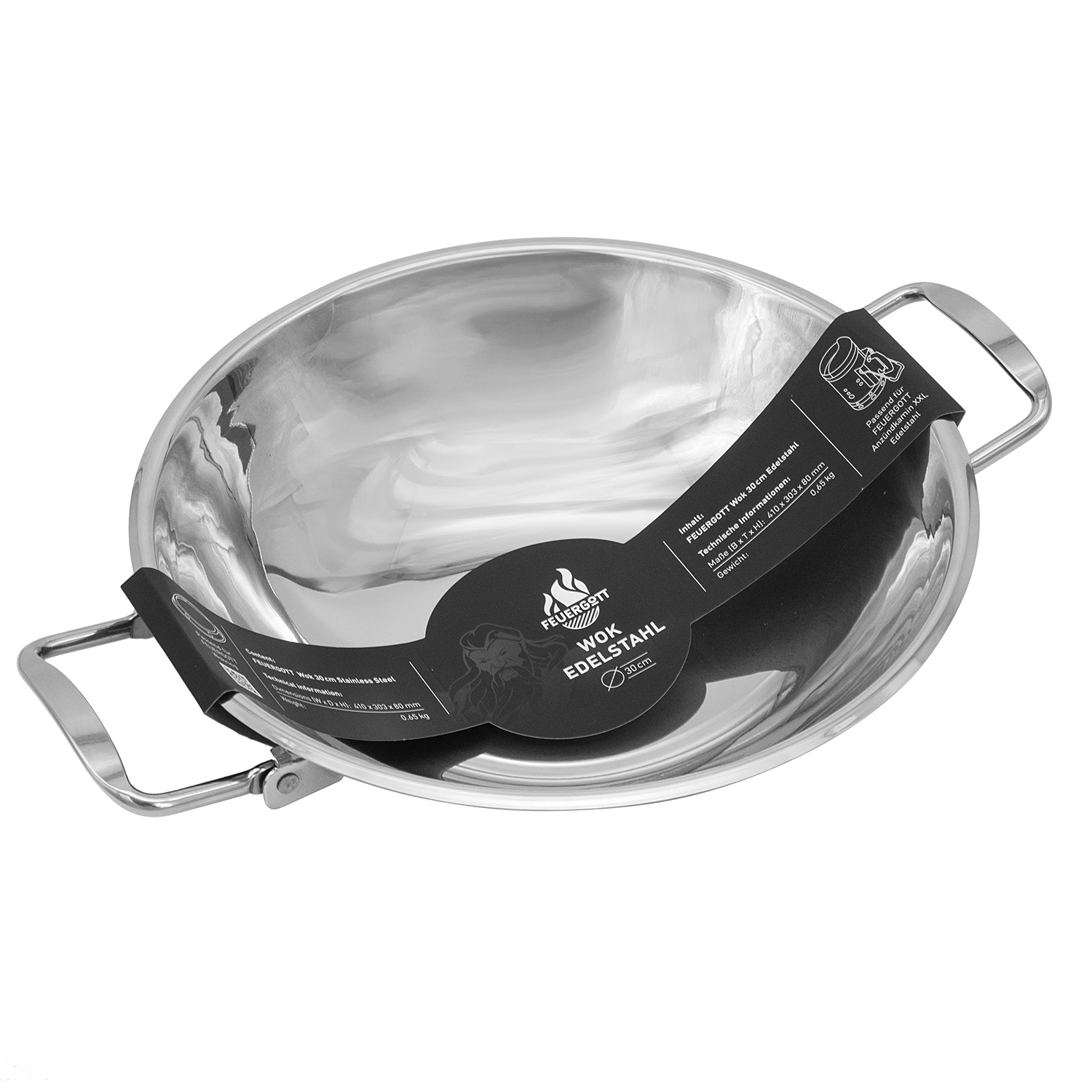 Feuergott Wok Edelstahl mit Wokring