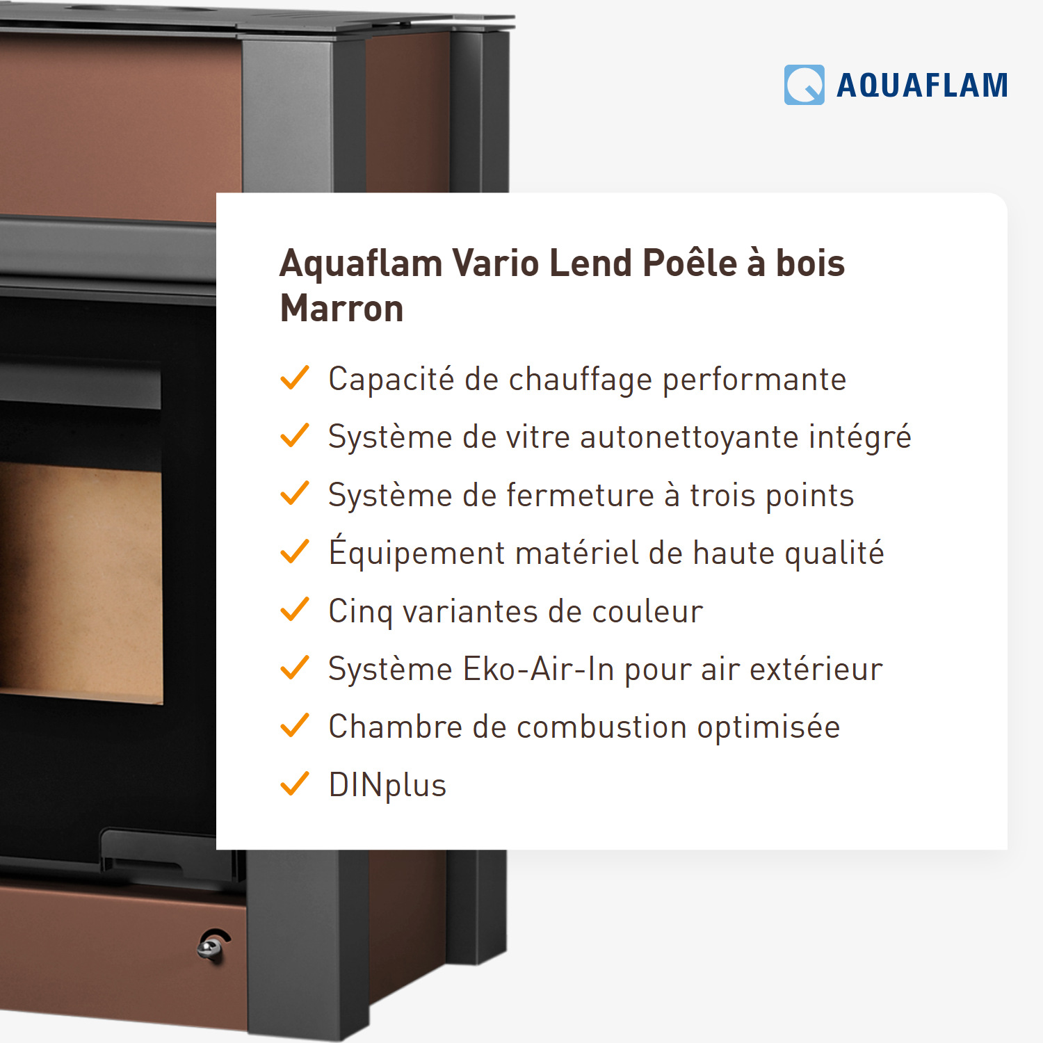 Poêle à bois Aquaflam Vario Lend Marron