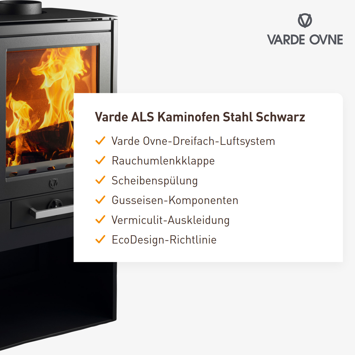 Varde ALS Kaminofen Stahl Schwarz