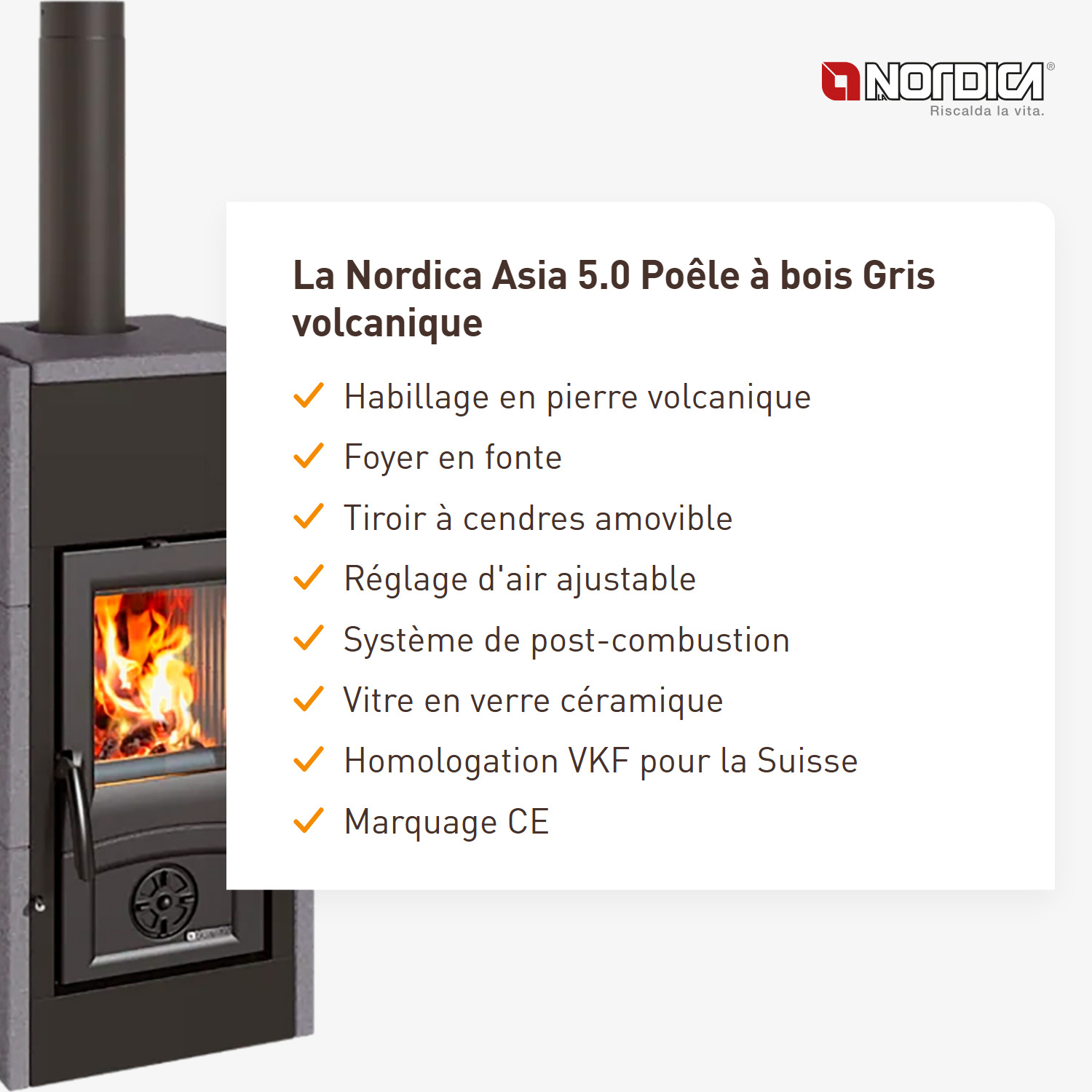 La Nordica Asia 5.0 poêle à bois Vulkangrau