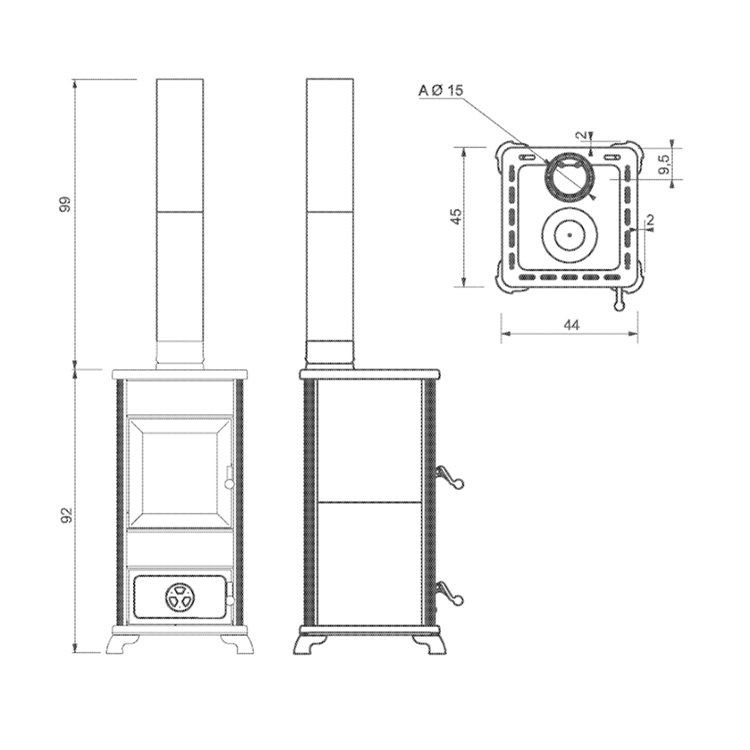 EK63 Decor Evo Kaminofen Keramik leder