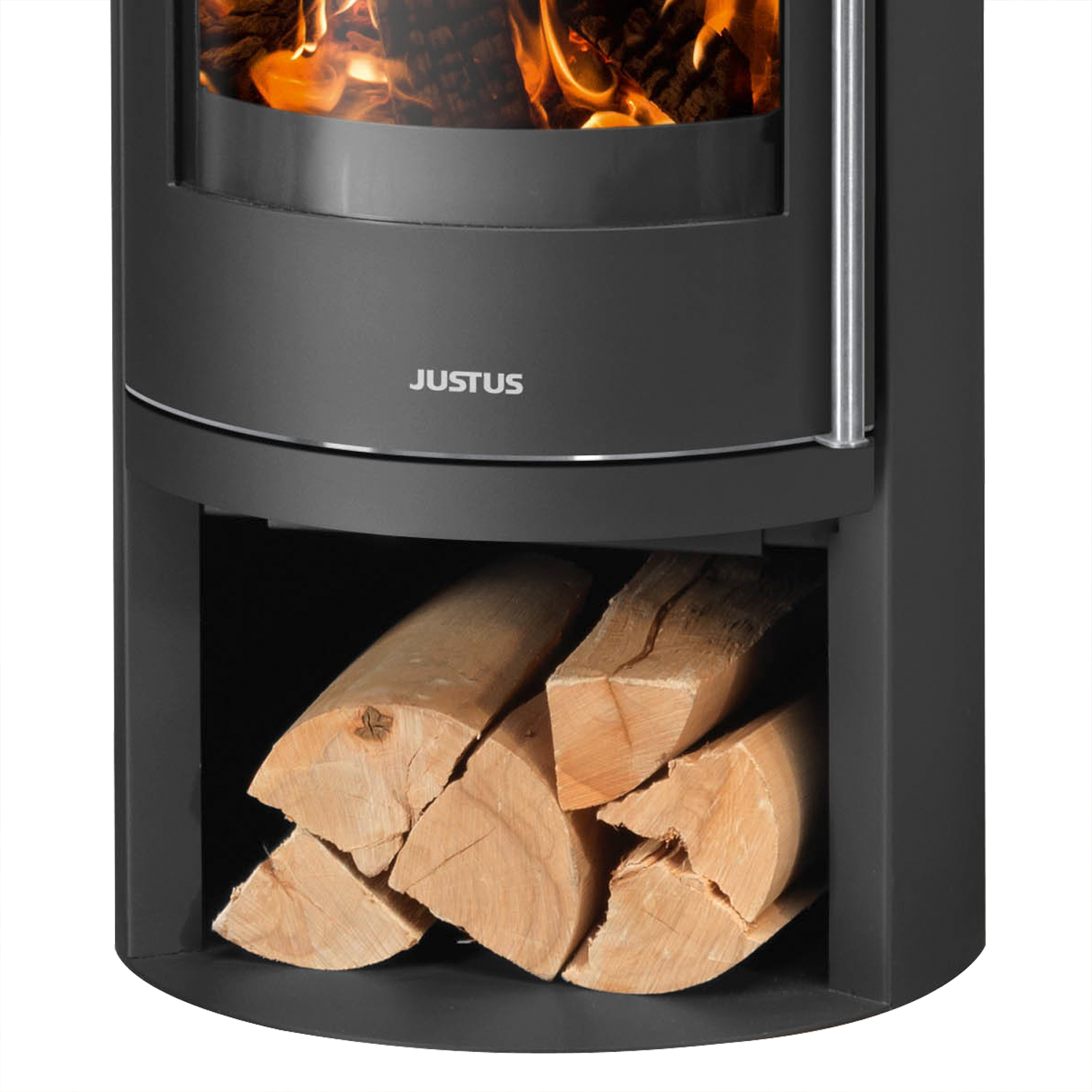 Justus Mino 2.0 Poêle à bois acier noir avec plaque de recouvrement en grès