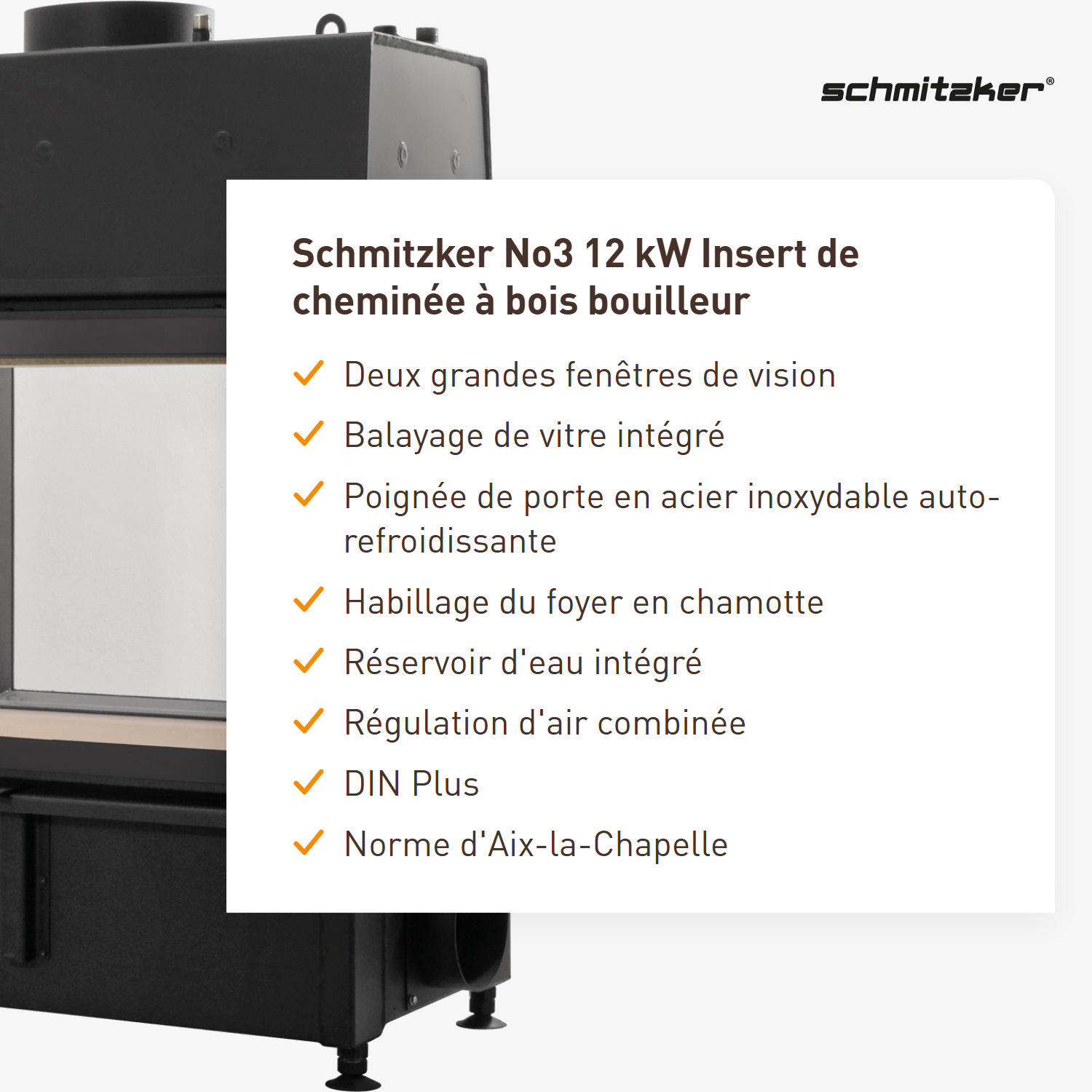 Schmitzker No3 12 kW Insert de cheminée à eau