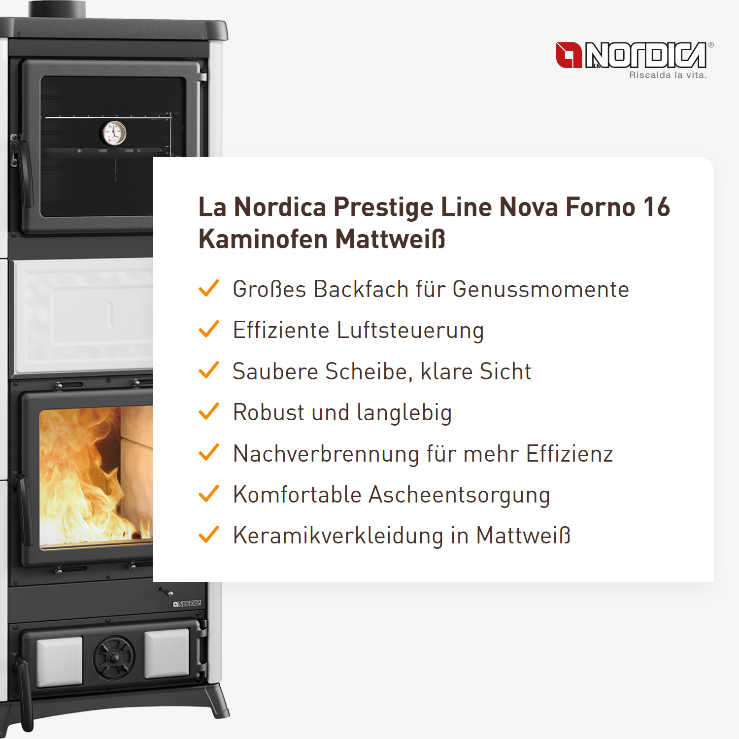 La Nordica Prestige Line Nova Forno 16 Kaminofen Mattweiß