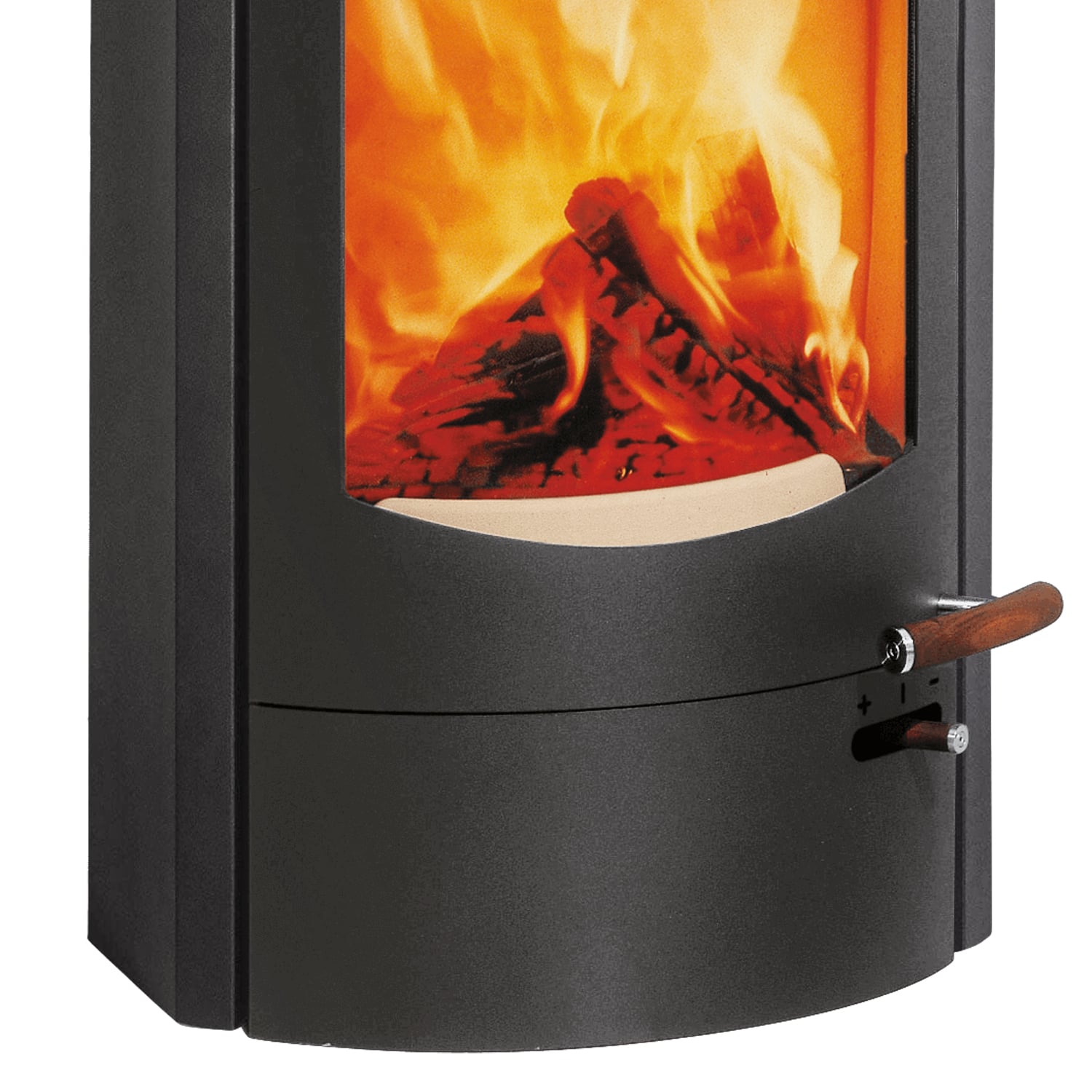 Austroflamm Koko 2.0 Kaminofen Stahl Gussgrau, Warmhaltefach Keramik Schwarz matt, Topplatte Keramik Schwarz matt, RRA hinten
