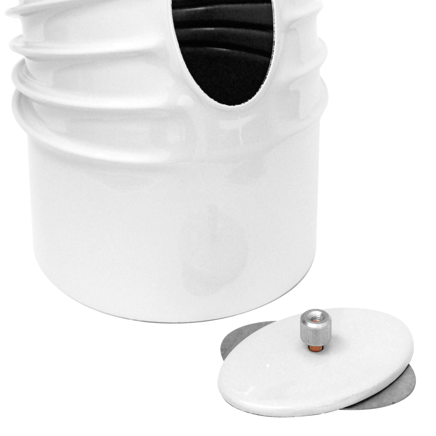 Coude de conduit de fumée / Coude de tuyau de poêle émaillé 120 mm - Coude à 45° nervuré blanc avec ouverture de nettoyage