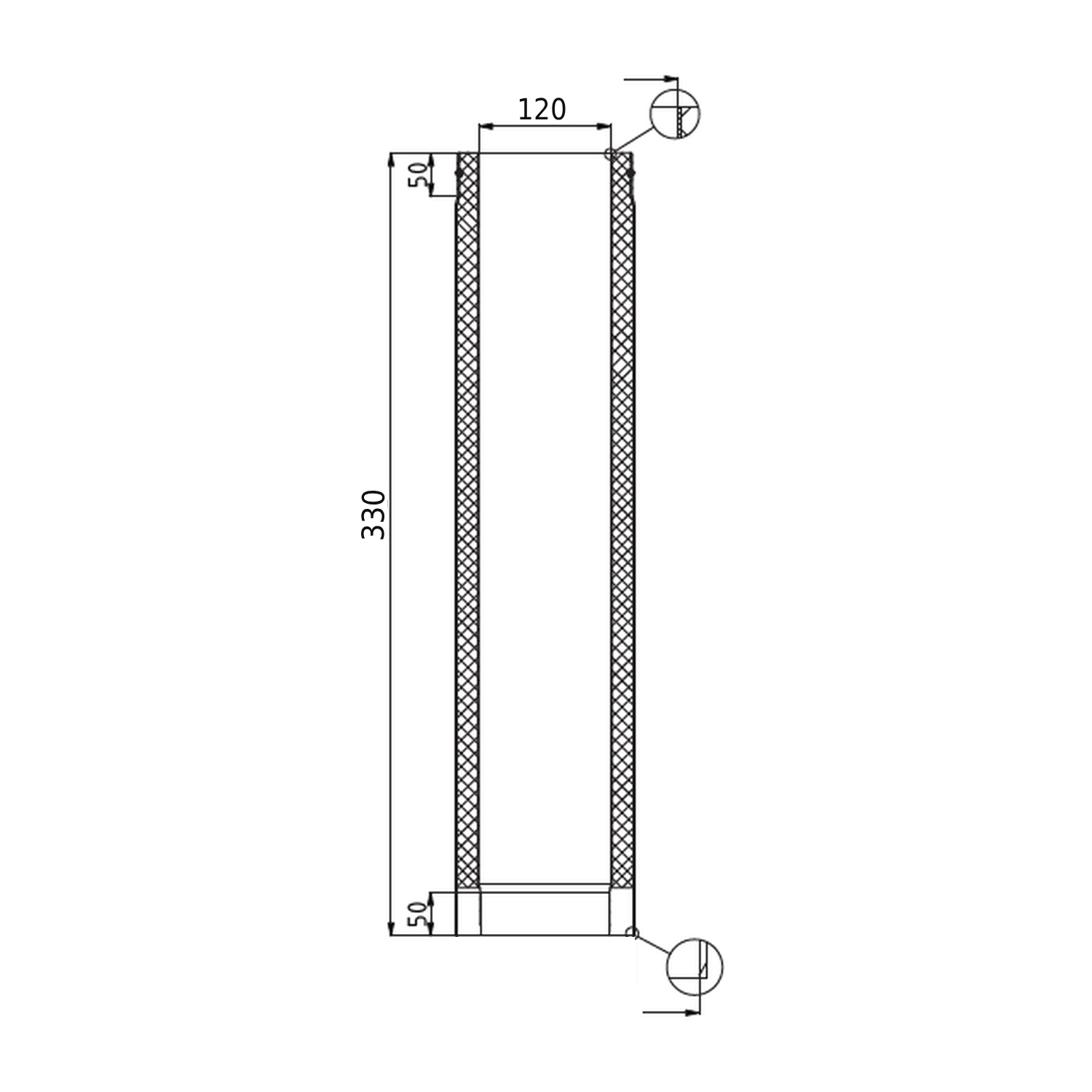 Raik Lifestyle DUO élément de longueur 120mm noir L: 330mm pour tuyau de fumée / conduit de fumée