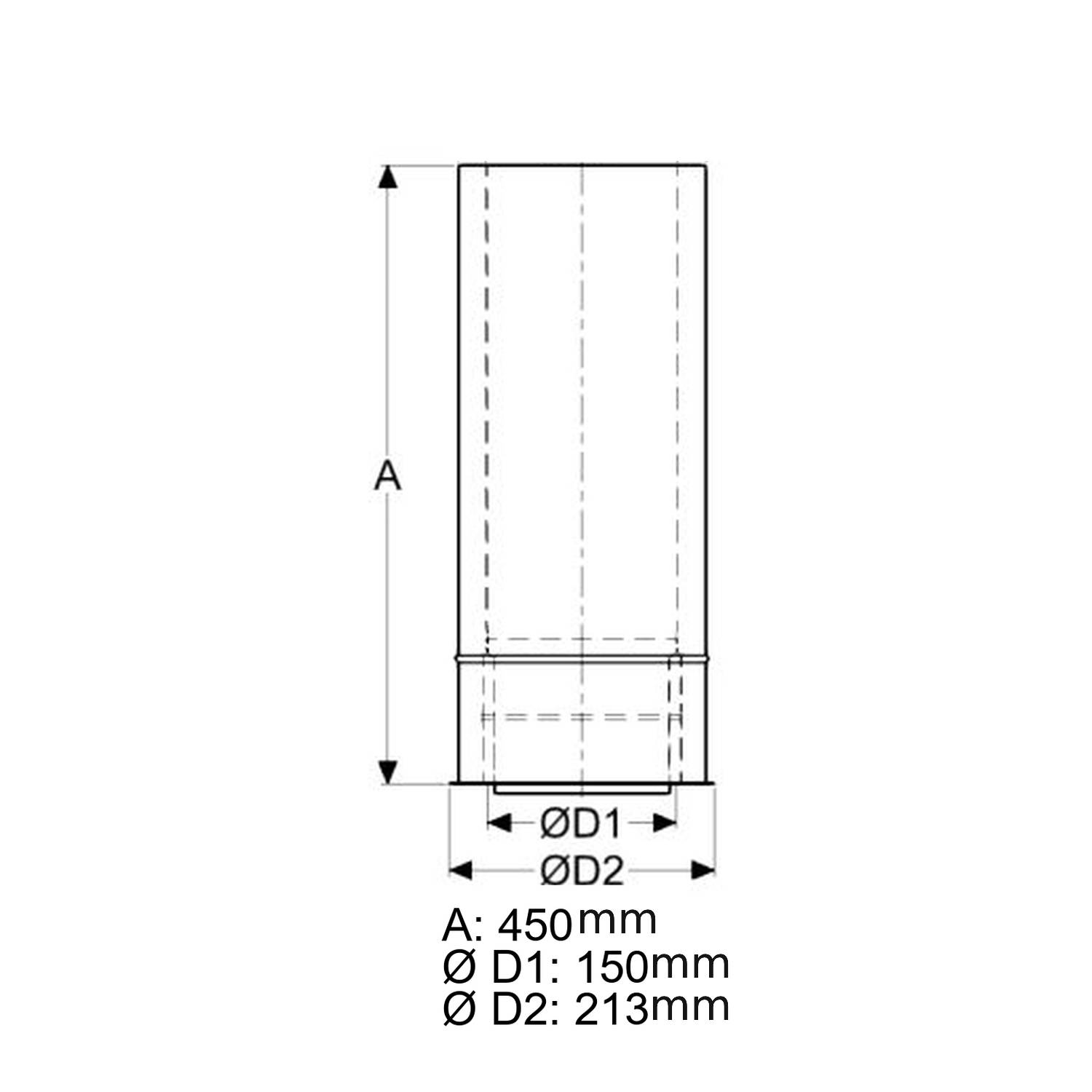 Schiedel Doppelwandfutter Ø150 gedämmt, kürzbar für ICS Ø150 mm doppelwandig glänzend