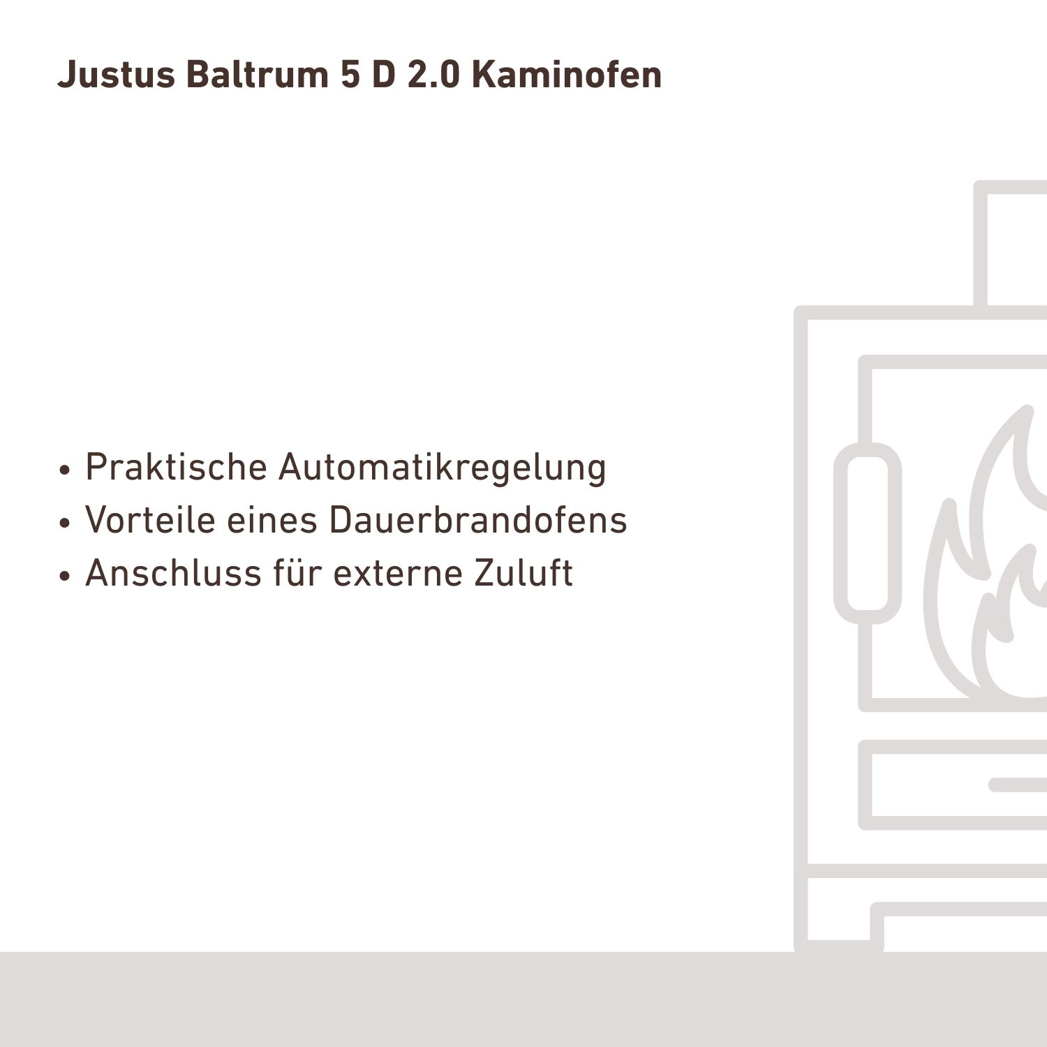 Justus Baltrum 5 D 2.0 Poêle à bois acier noir / grès