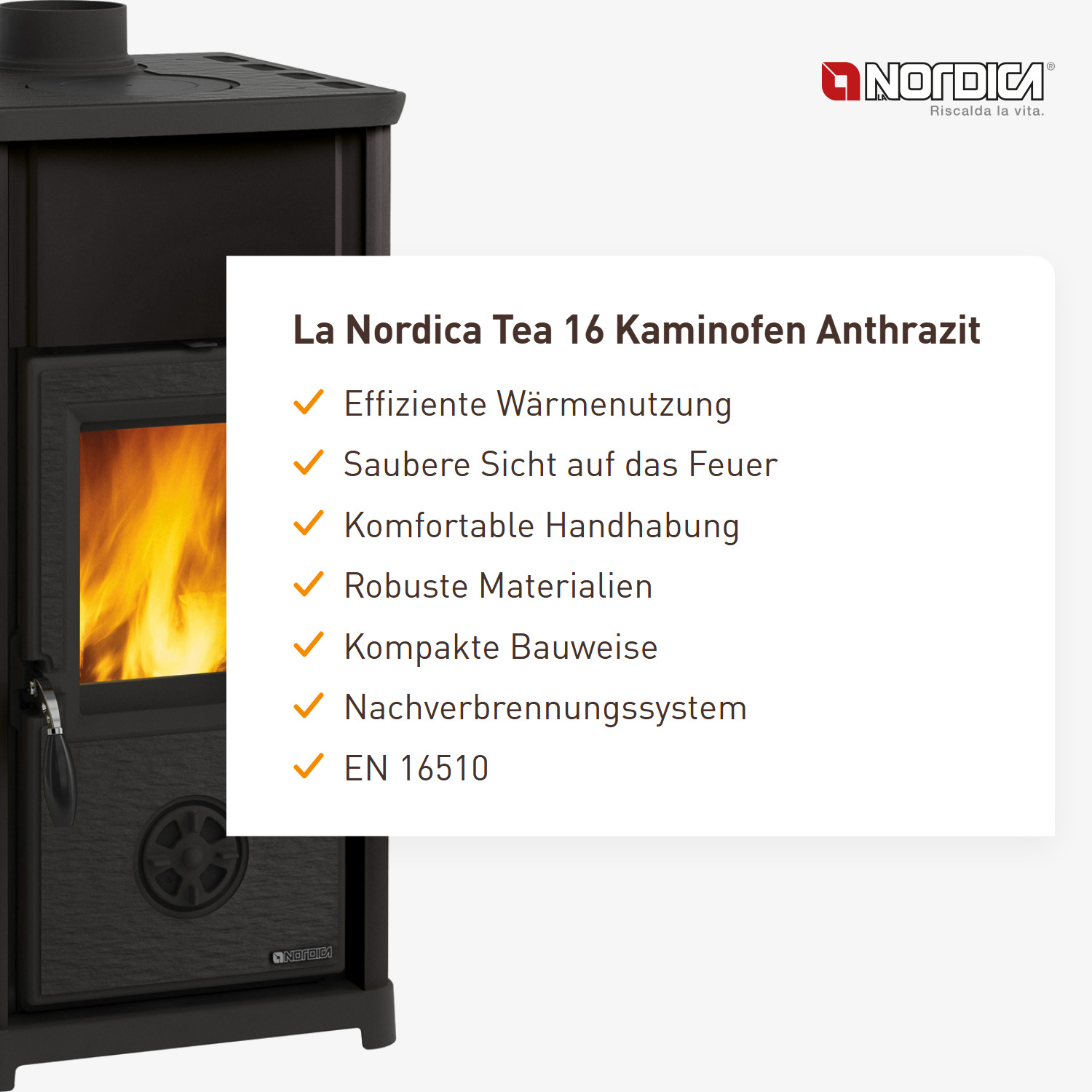 La Nordica Tea 16 Kaminofen Anthrazit