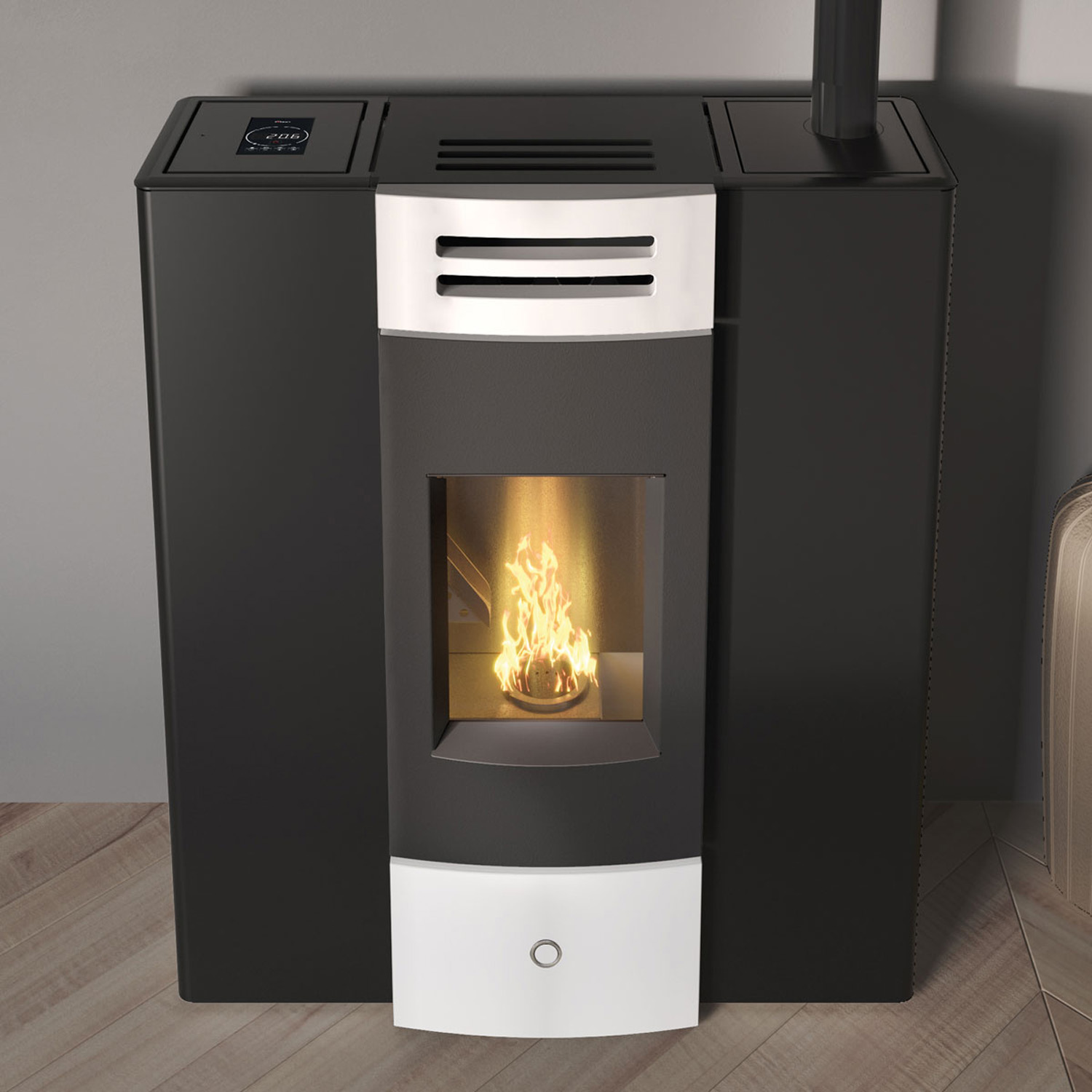 EK63 Dub 100++ Poêle à granulés céramique blanche