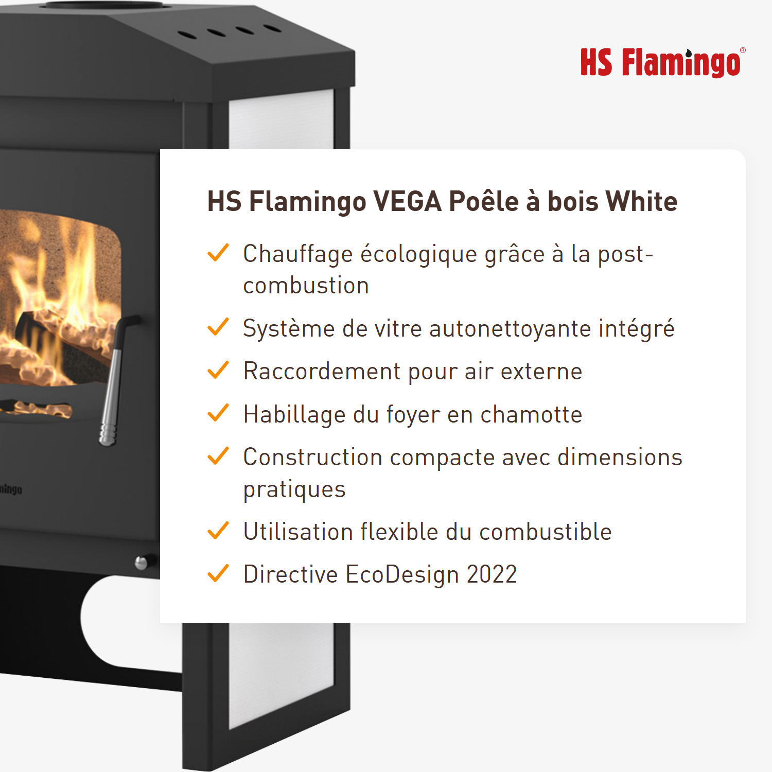 Poêle à bois HS Flamingo VEGA Blanc