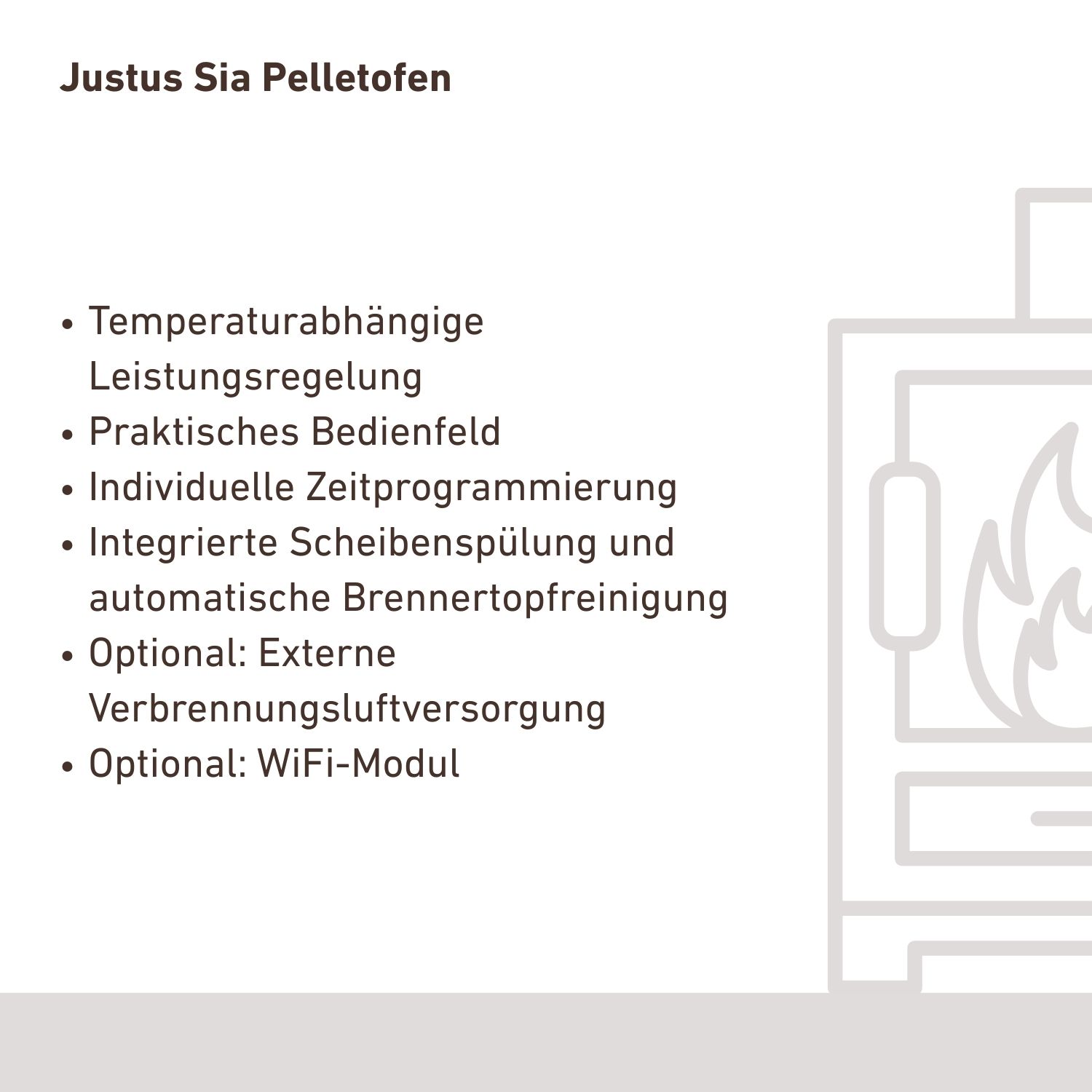 Justus Sia poêle à granulés acier noir