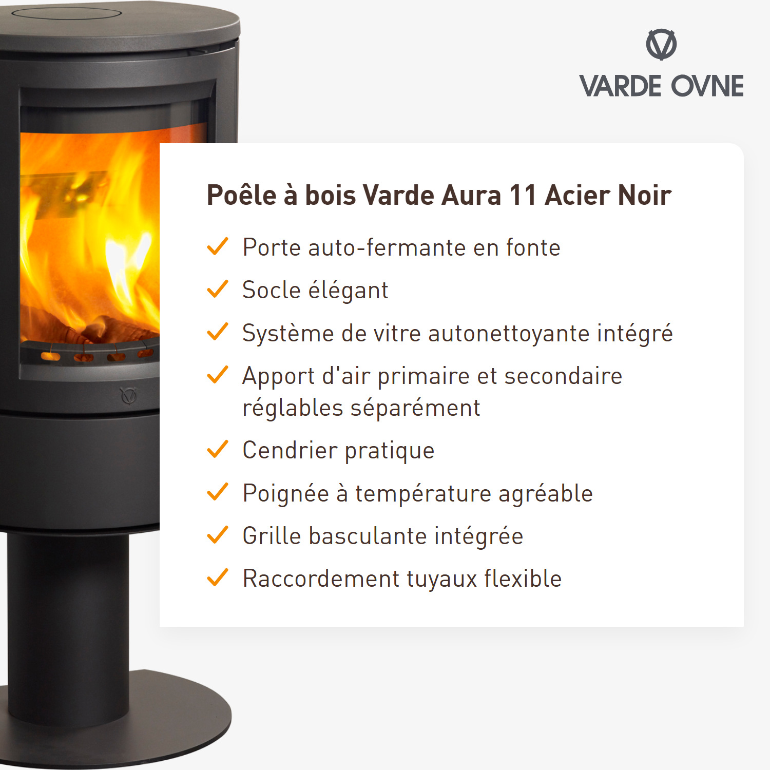 Varde Aura 11 Poêle à bois Acier Noir