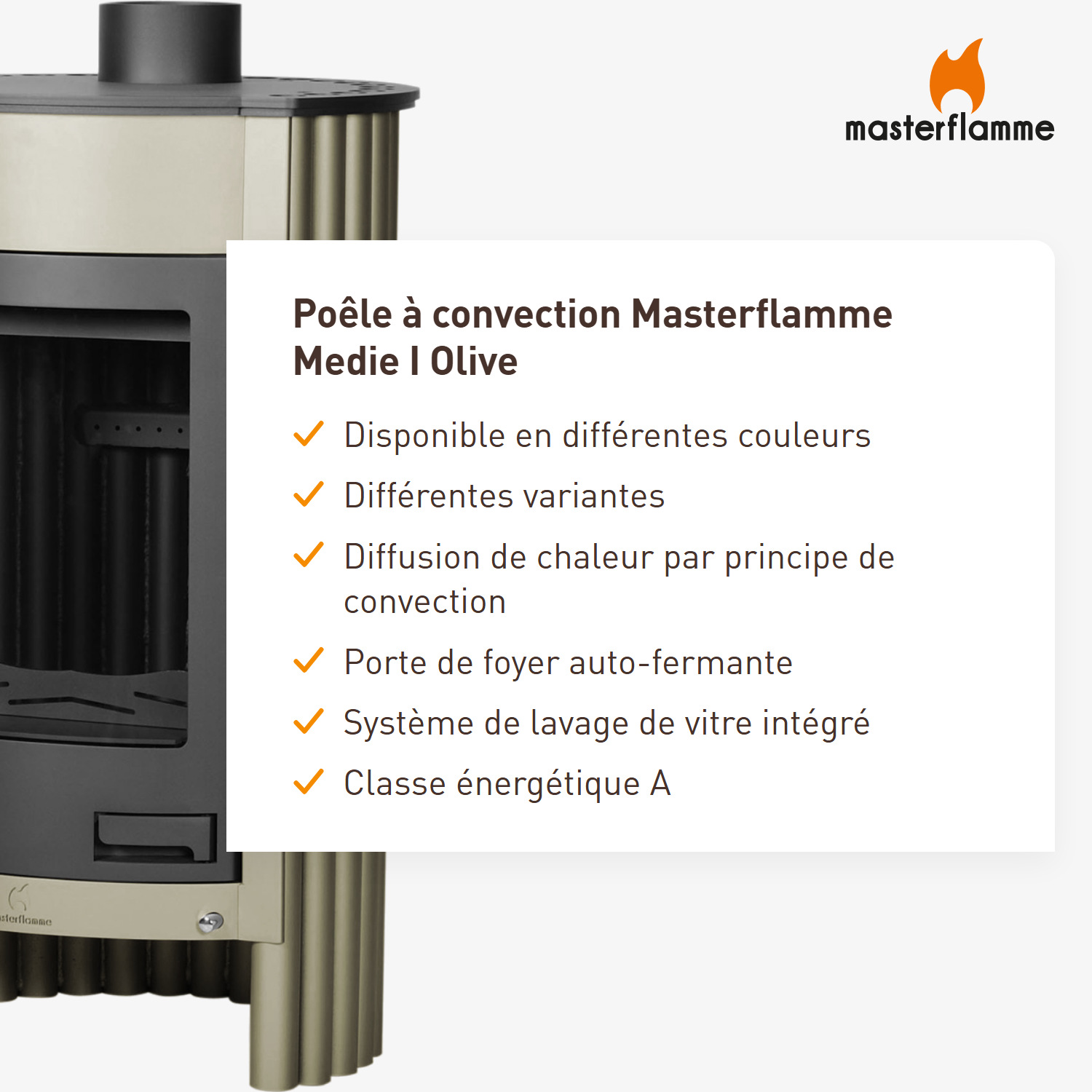 Poêle à air chaud Masterflamme Medie I Olive