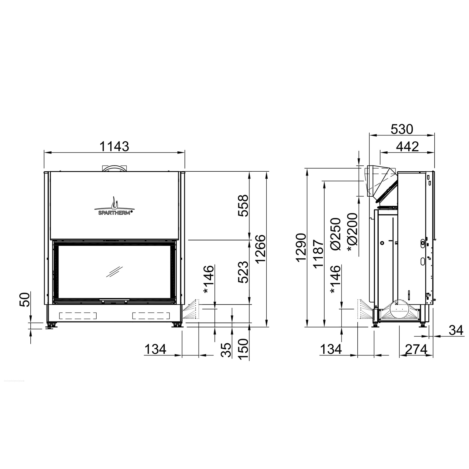 Spartherm Varia Bh Kamineinsatz 250 mm RR