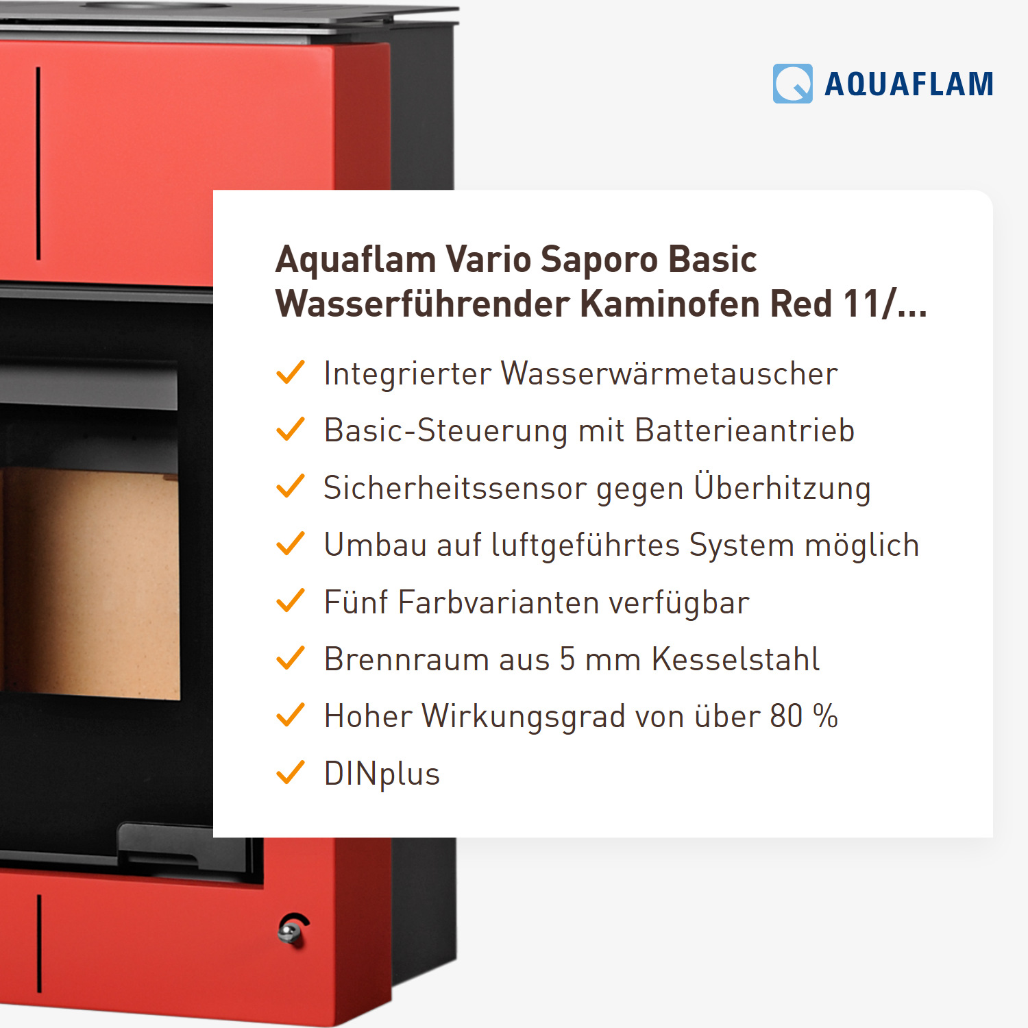 Aquaflam Vario Saporo Basic Wasserführender Kaminofen Red 11/7 kW