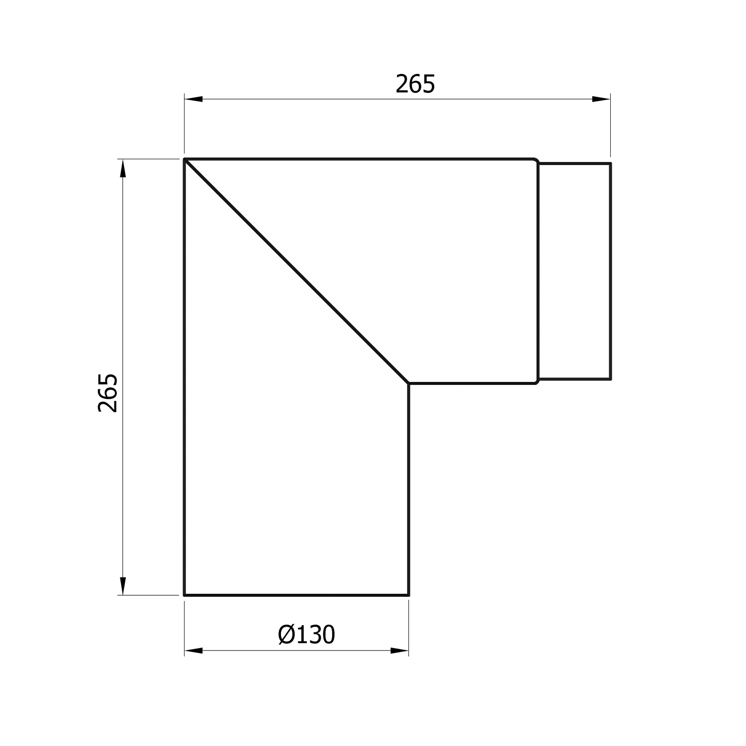 Raik Basic Rauchrohrbogen 130mm schwarz 90° – 2teilig, ohne Tür für Rauchrohr / Ofenrohr