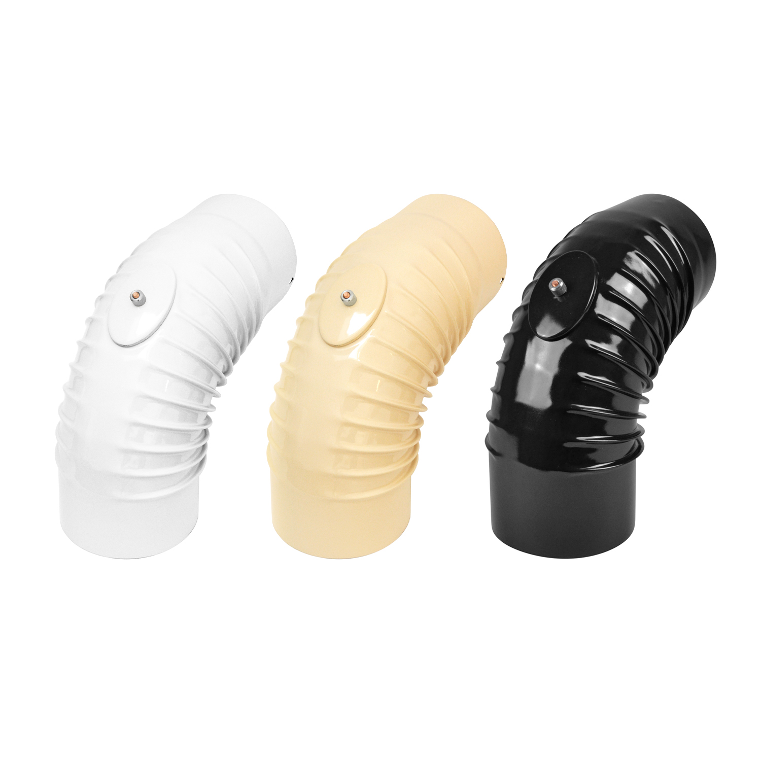 Coude de conduit de fumée / Coude de tuyau de poêle émaillé 130 mm - Coude à 90° nervuré noir avec ouverture de nettoyage