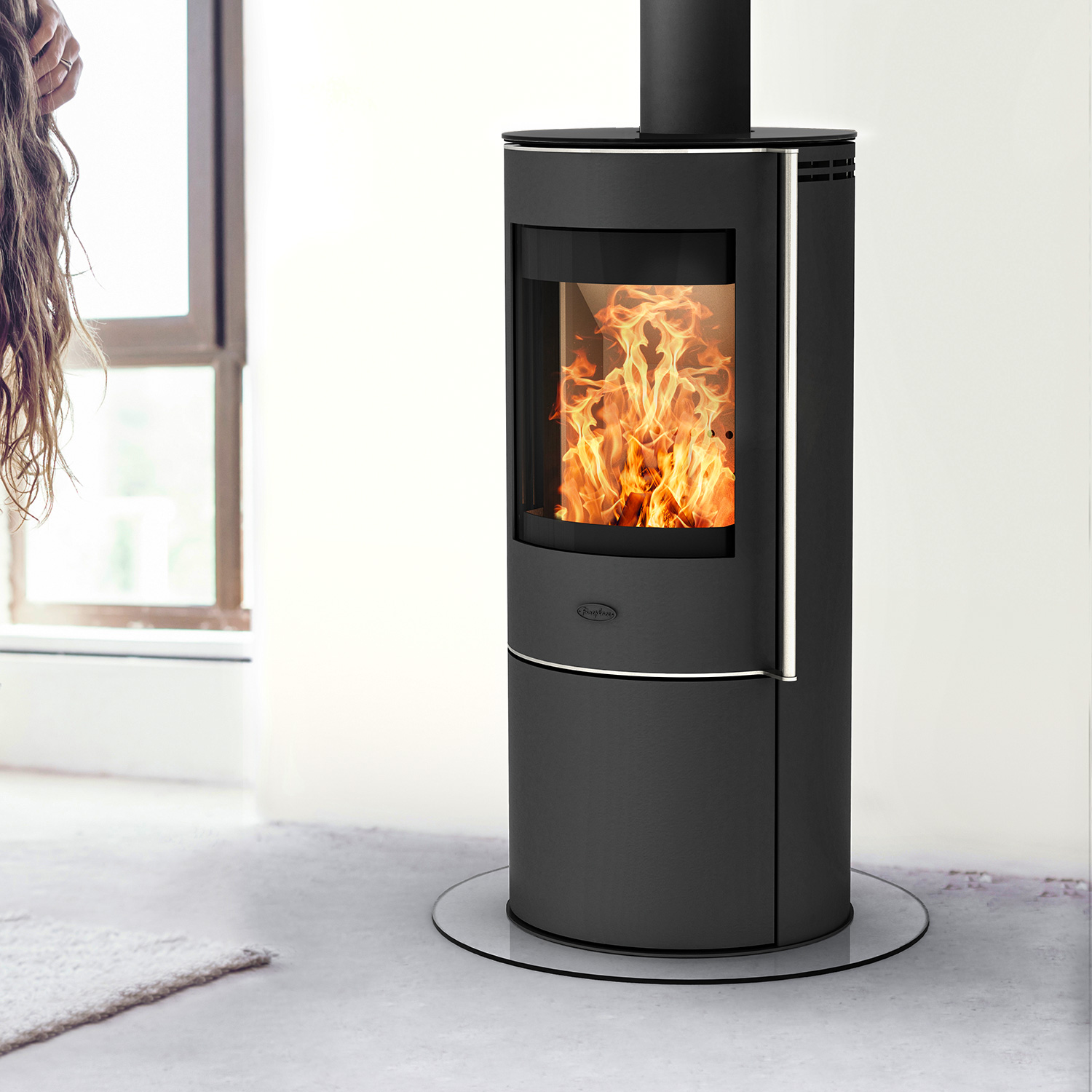 Fireplace Elite Toronto Poêle à bois en acier noir avec plaque de recouvrement en verre