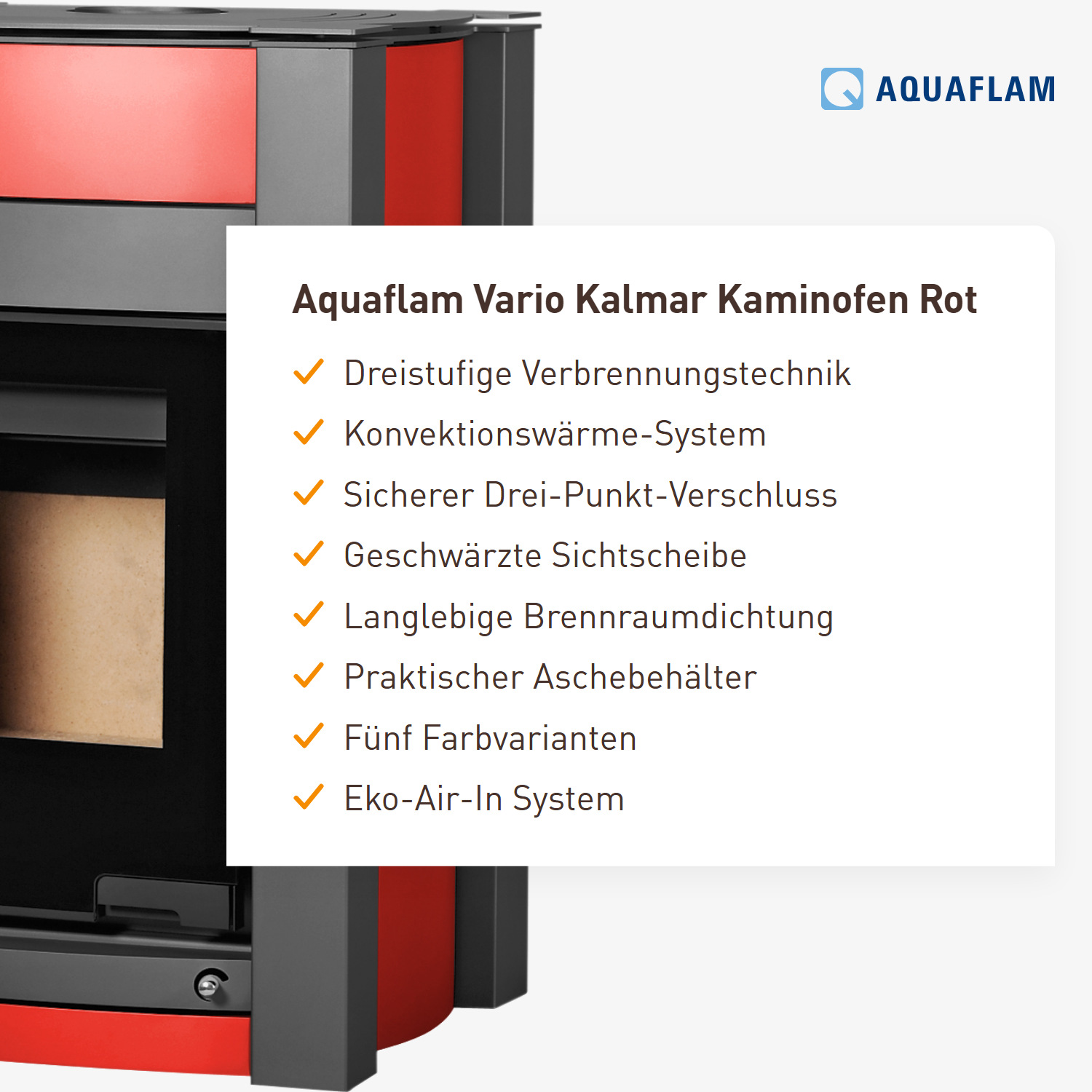 Aquaflam Vario Kalmar Kaminofen Rot