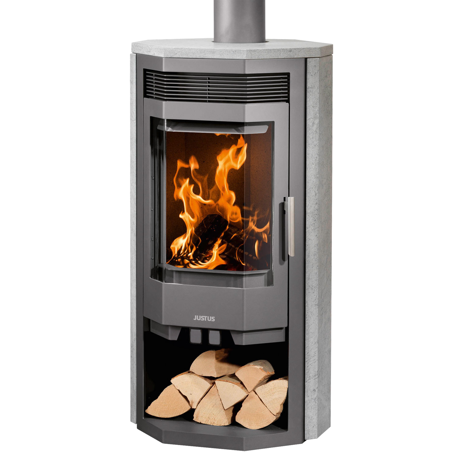 Justus Usedom 7 Kaminofen Stahl Gussgrau / Speckstein