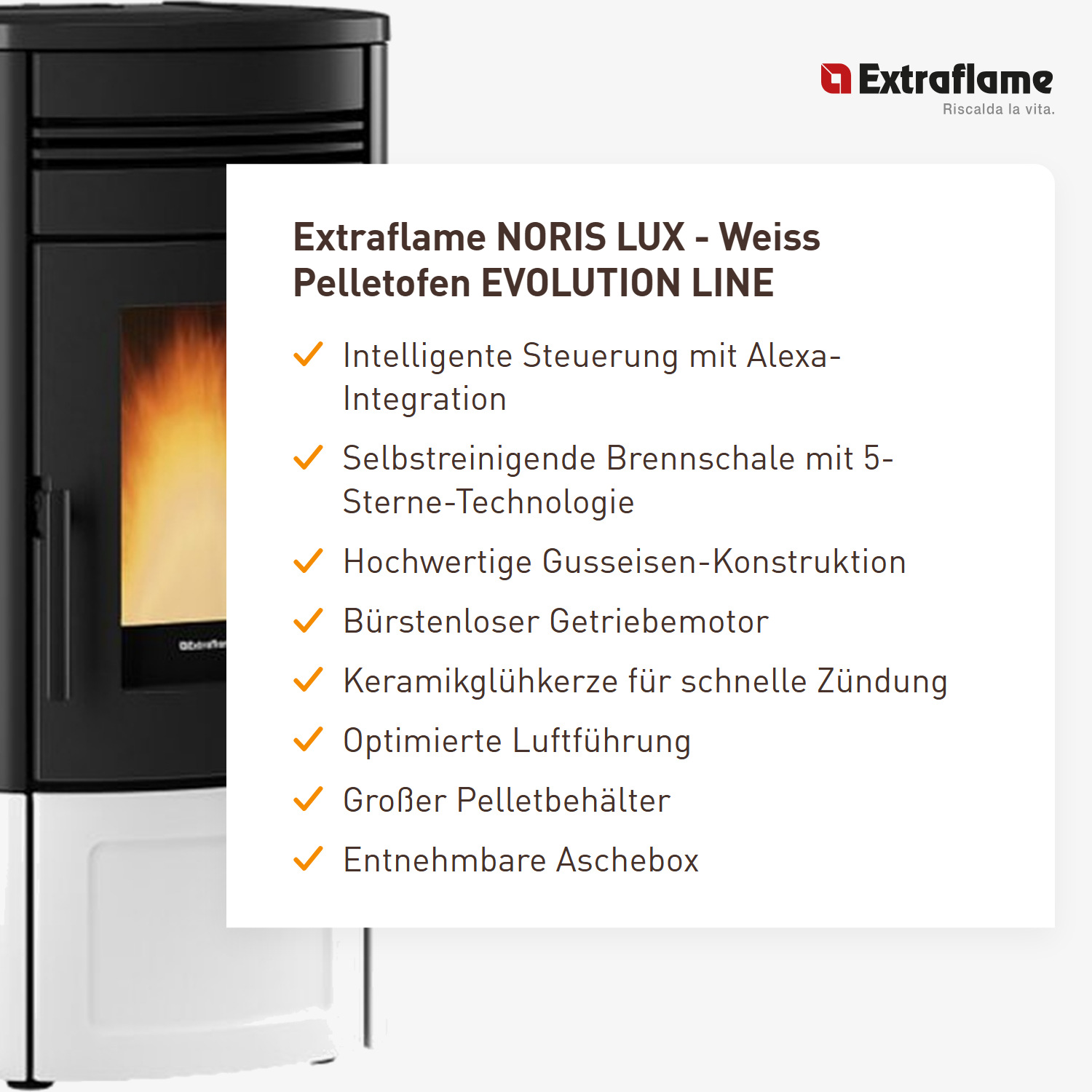 Extraflame NORIS LUX - Weiss Pelletofen EVOLUTION LINE