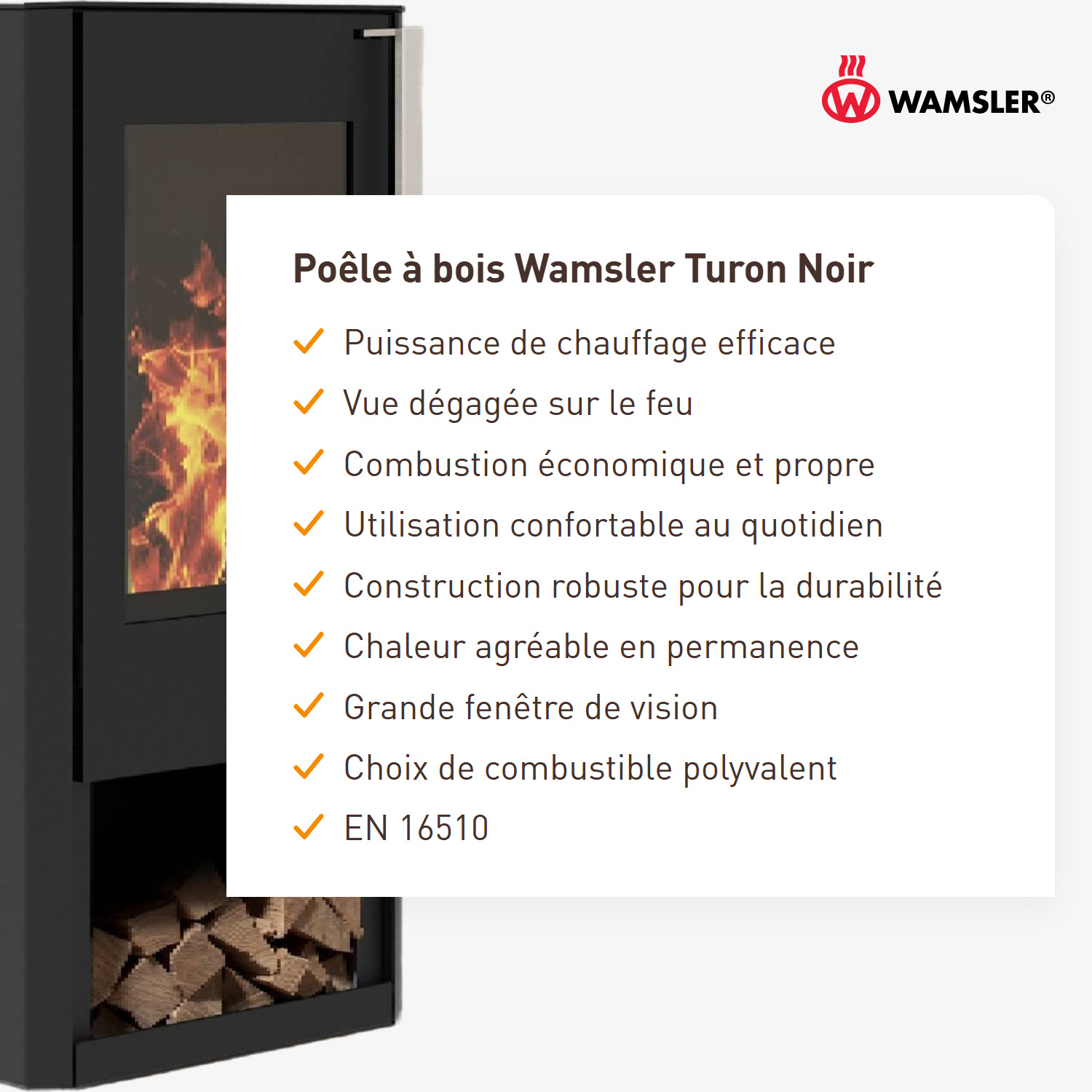 Wamsler poêle à bois Turon noir