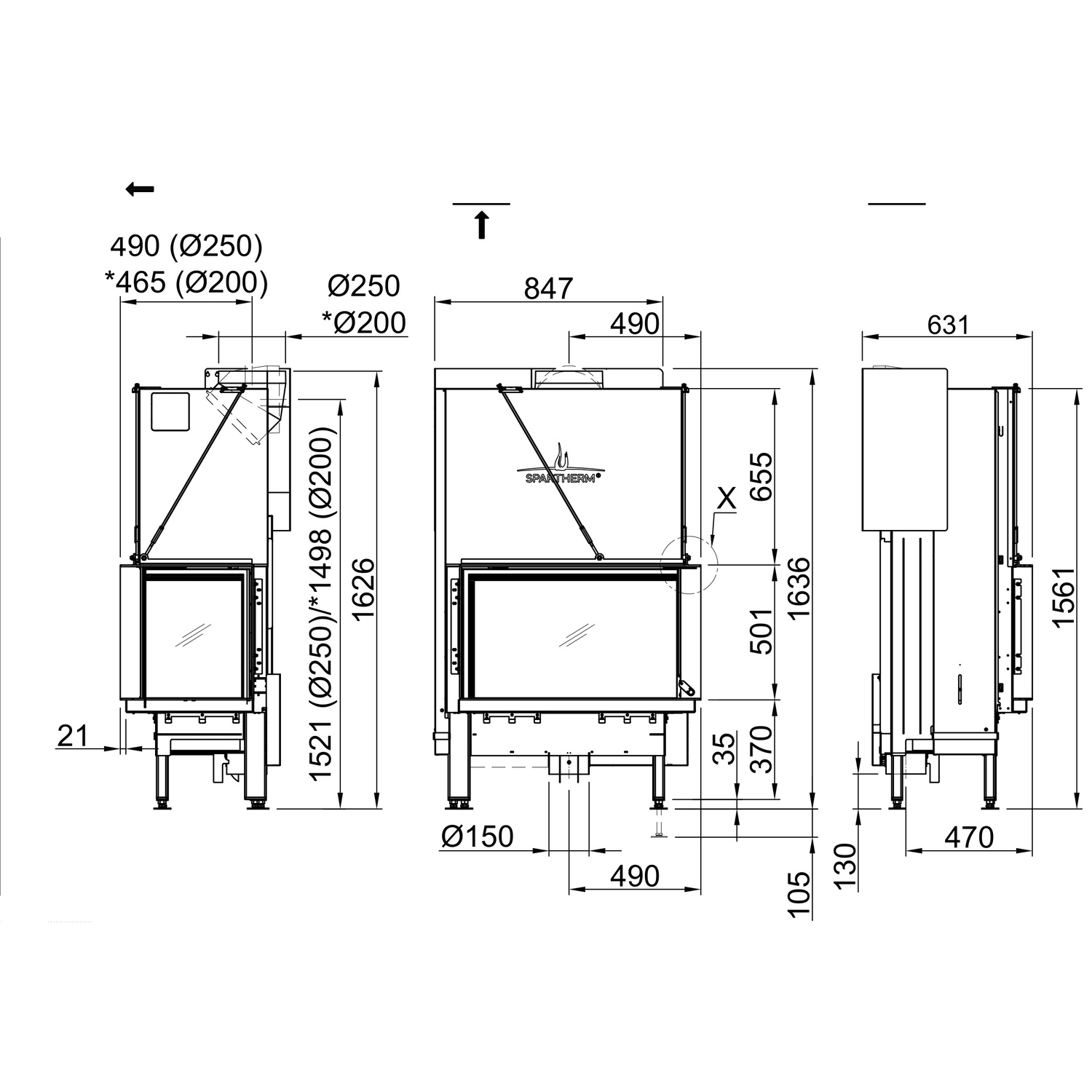 Spartherm Premium V-2R-80h Kamineinsatz 250 mm