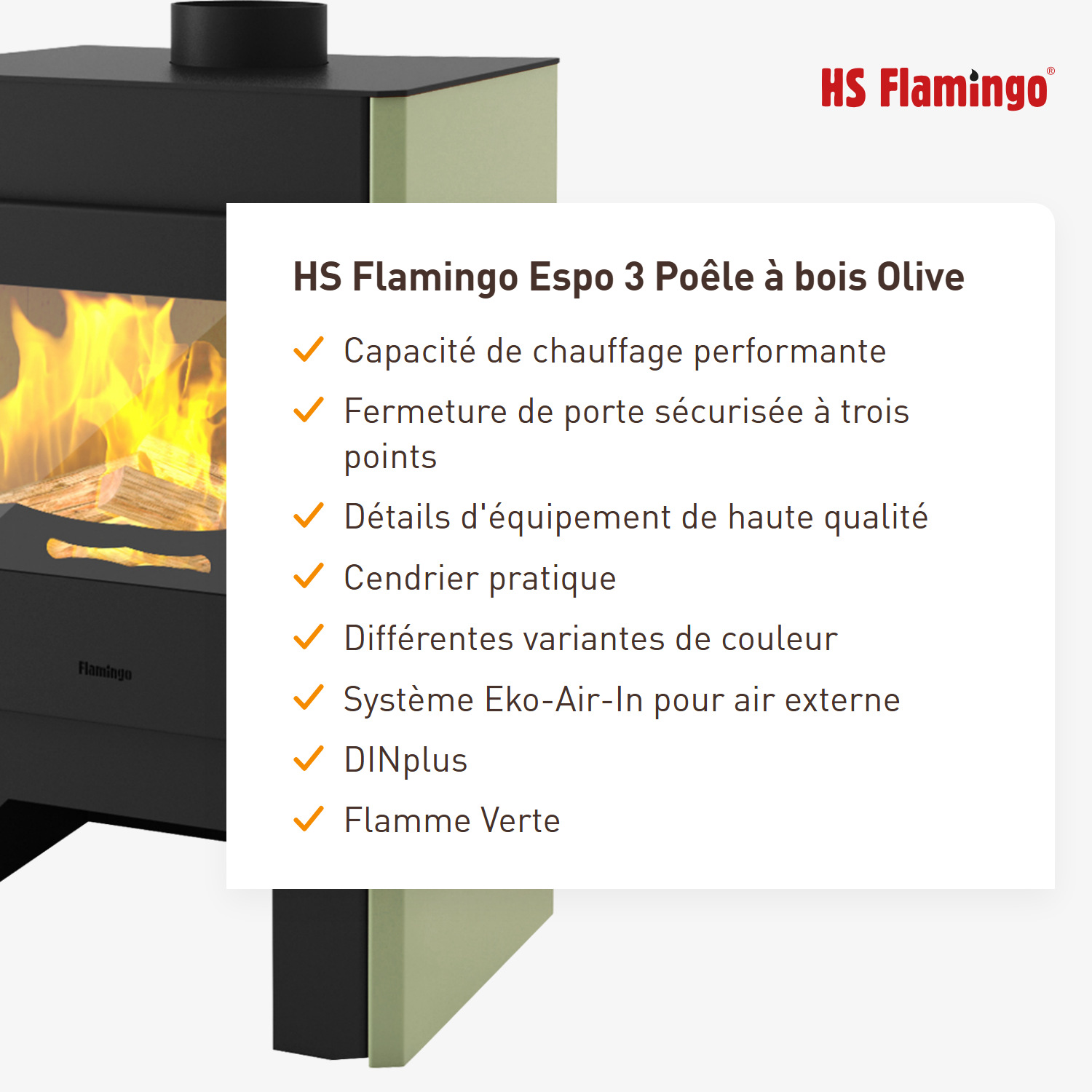 Poêle à bois HS Flamingo Espo 3 Olive