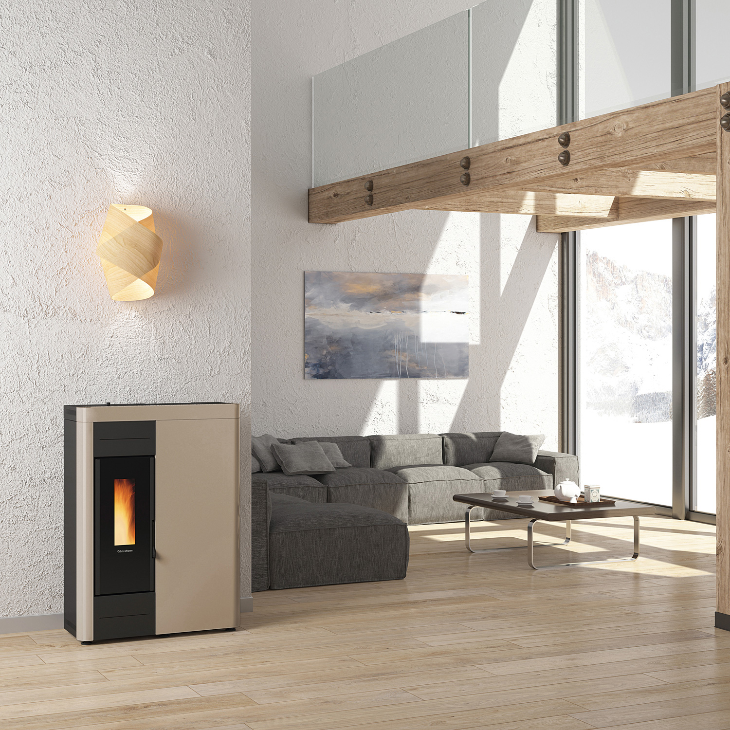Extraflame Virna Idro 16 Wasserführender Pelletofen Taupe Matt