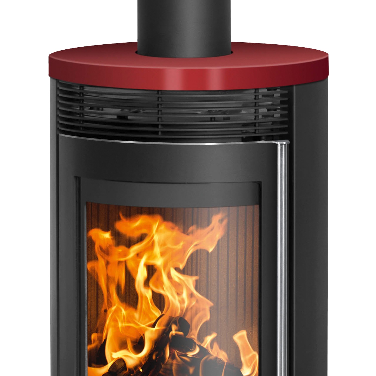 Oranier Rota Top 2.0 Kaminofen Stahl Schwarz mit Abdeckplatte Keramik Bordeauxrot