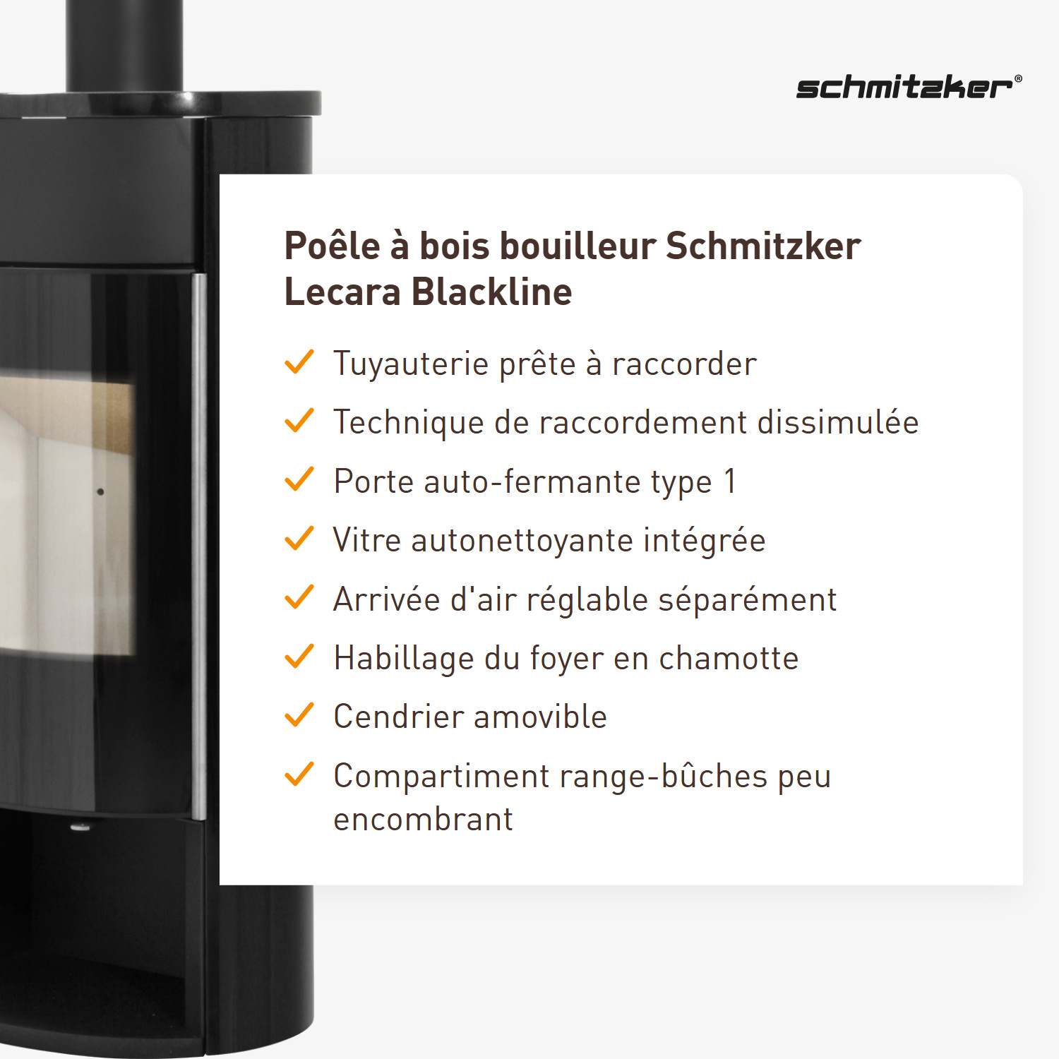 Poêle à bois avec échangeur thermique Schmitzker Lecara Blackline